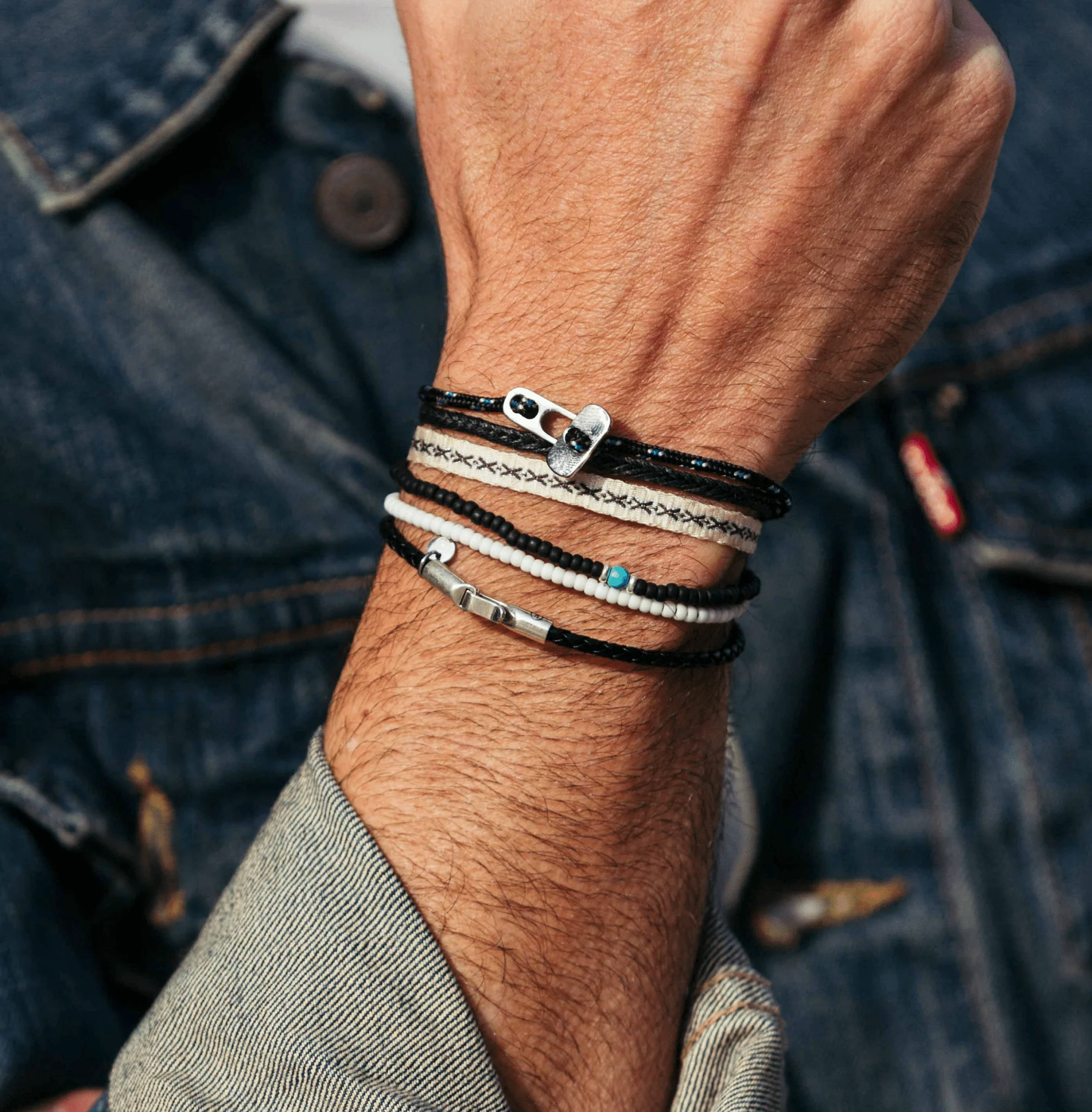 Italian Leather Bracelet With Sterling Silver Clasp (Light Blue) - Image 5
