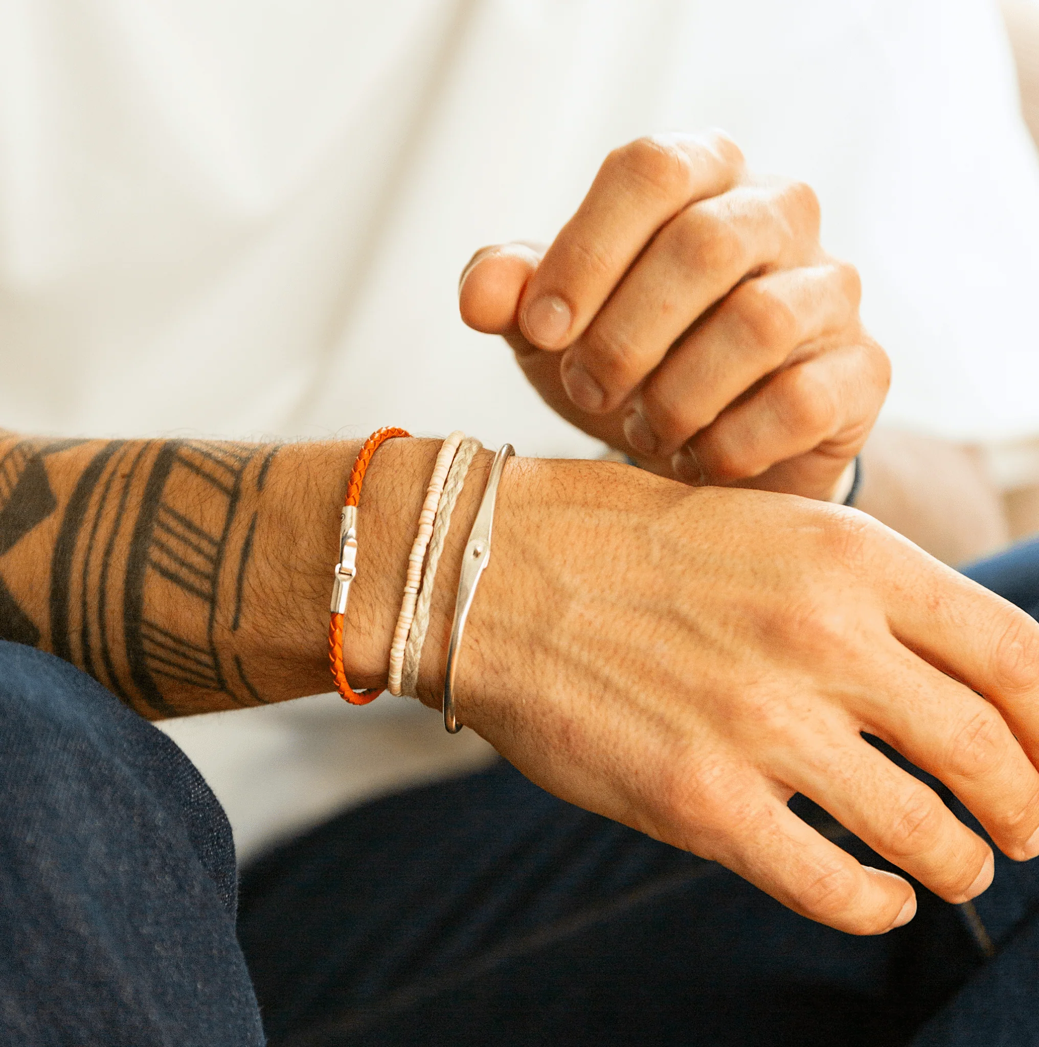 Italian Leather Bracelet With Sterling Silver Clasp (Red) - Image 7