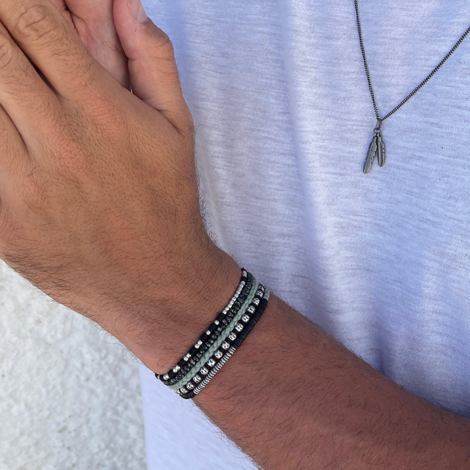 Knot Silver Beads Bracelet (Black) - Image 3