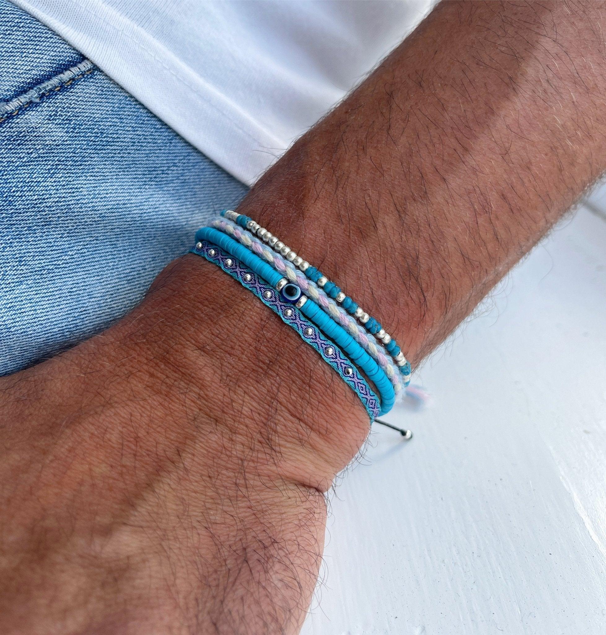 Knot Silver Beads Bracelet (Santorini Blue) - Image 3