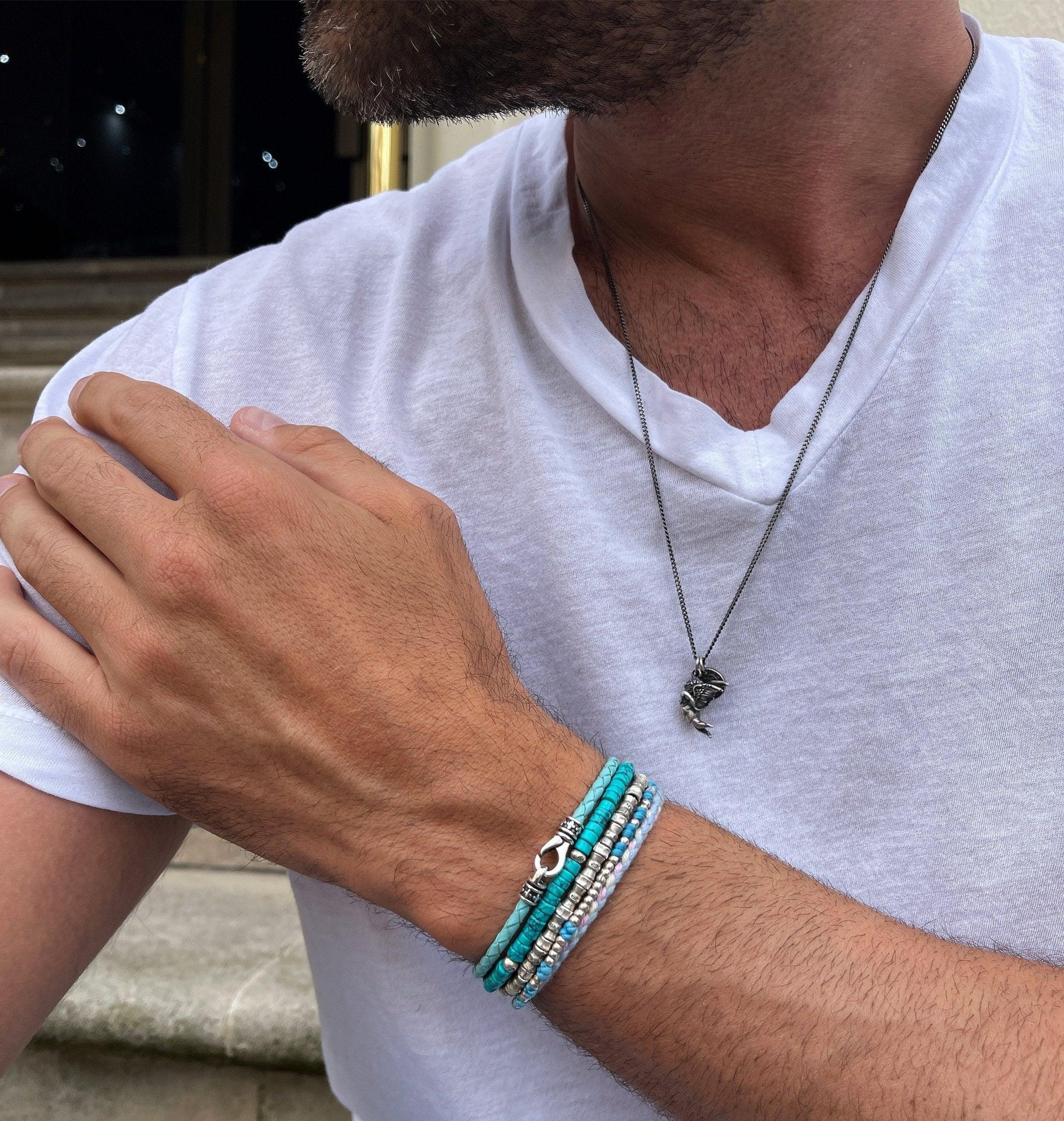 Knot Silver Beads Bracelet (Santorini Blue) - Image 5