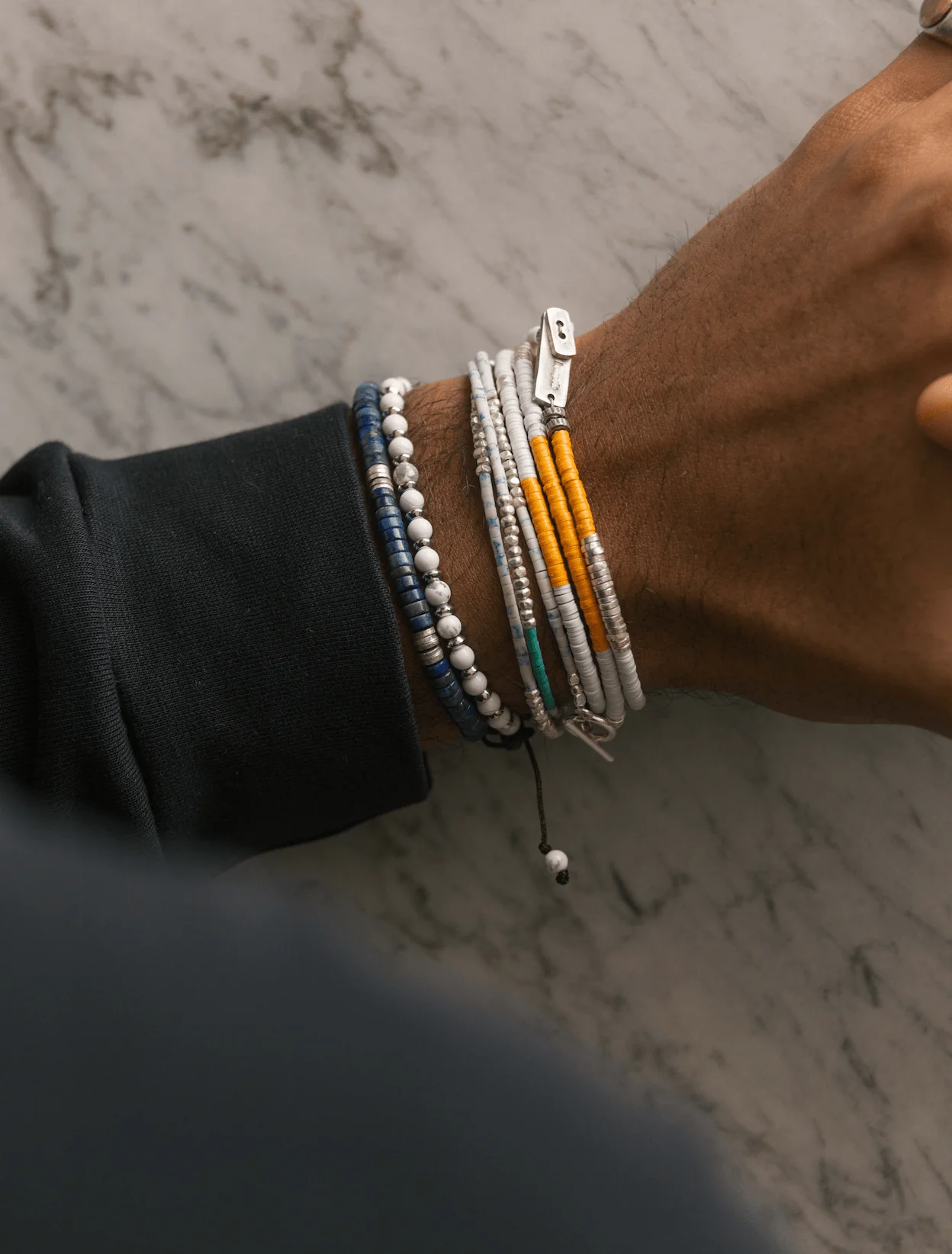 Lapis Lazuli And Sterling Silver Disc Beads Bracelet - Image 3