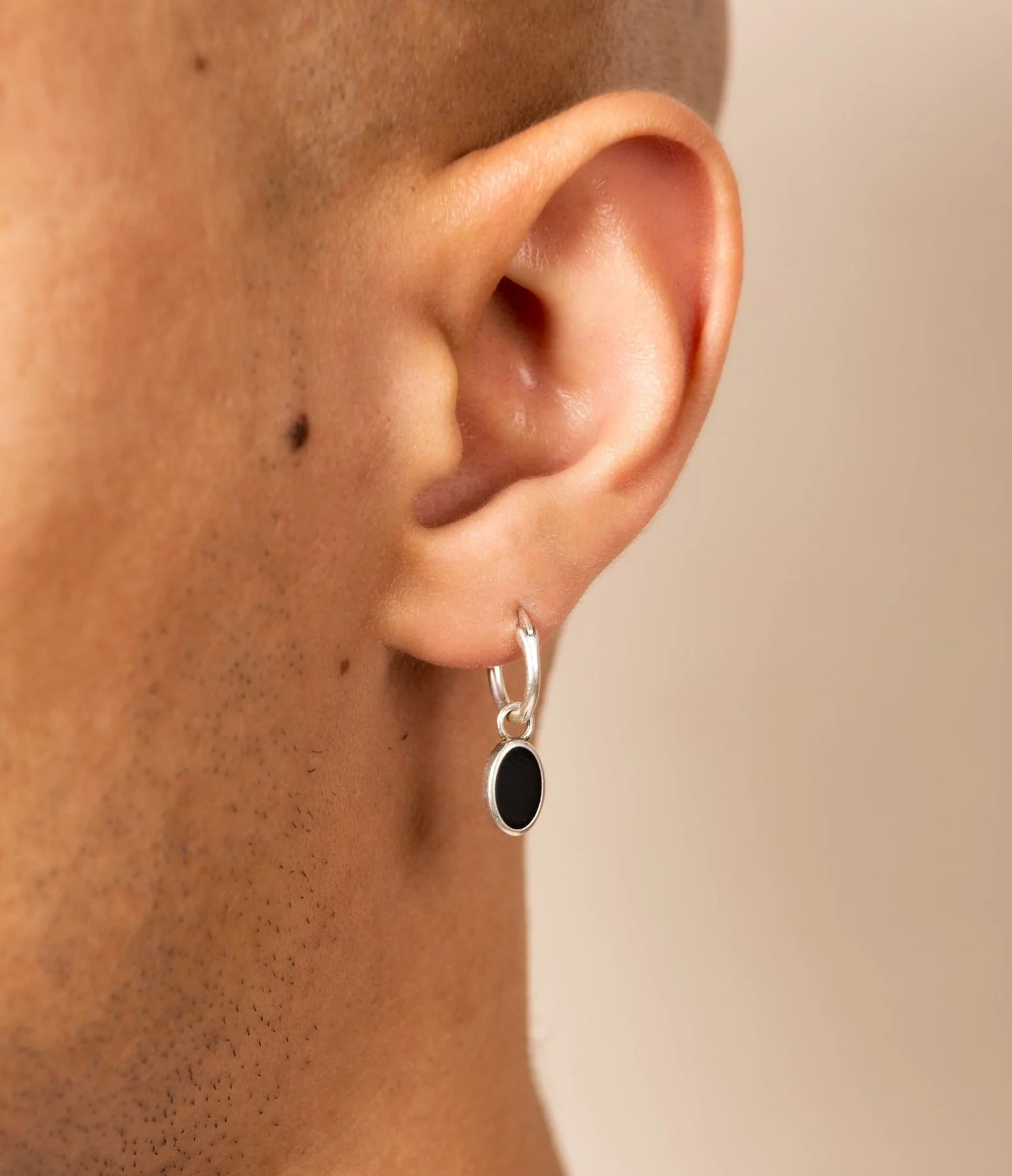 Matt Onyx Charm Sterling Silver Earring - Image 3