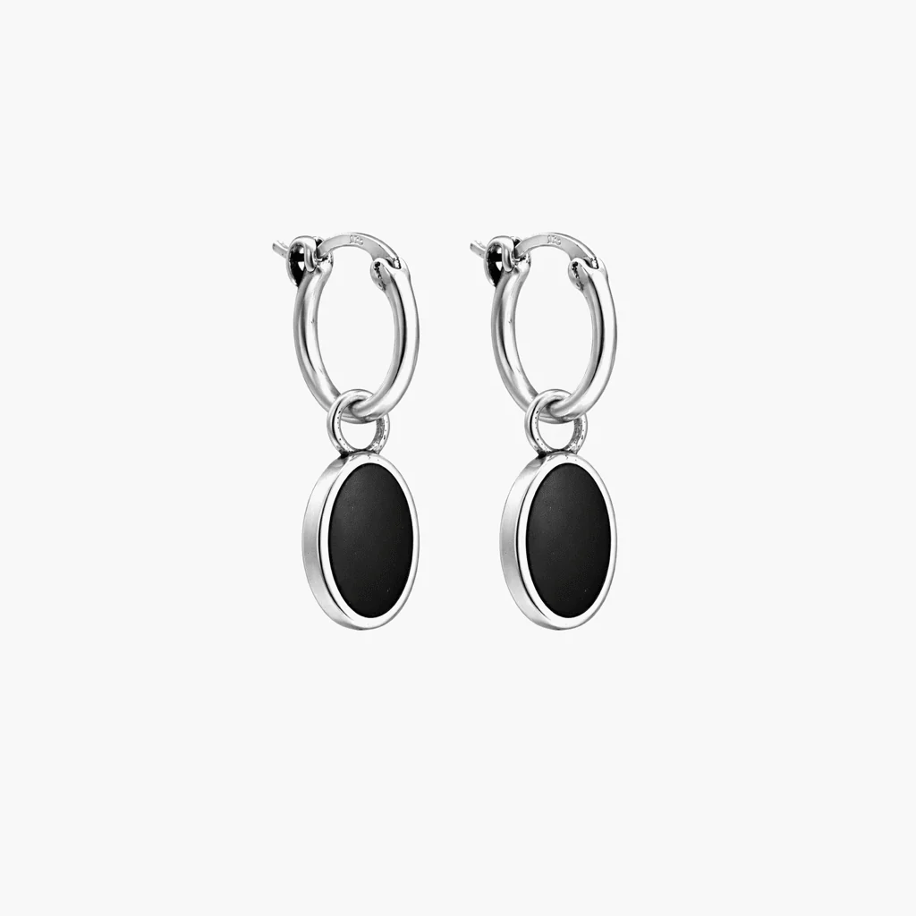 Matt Onyx Charm Sterling Silver Earring - Image 5