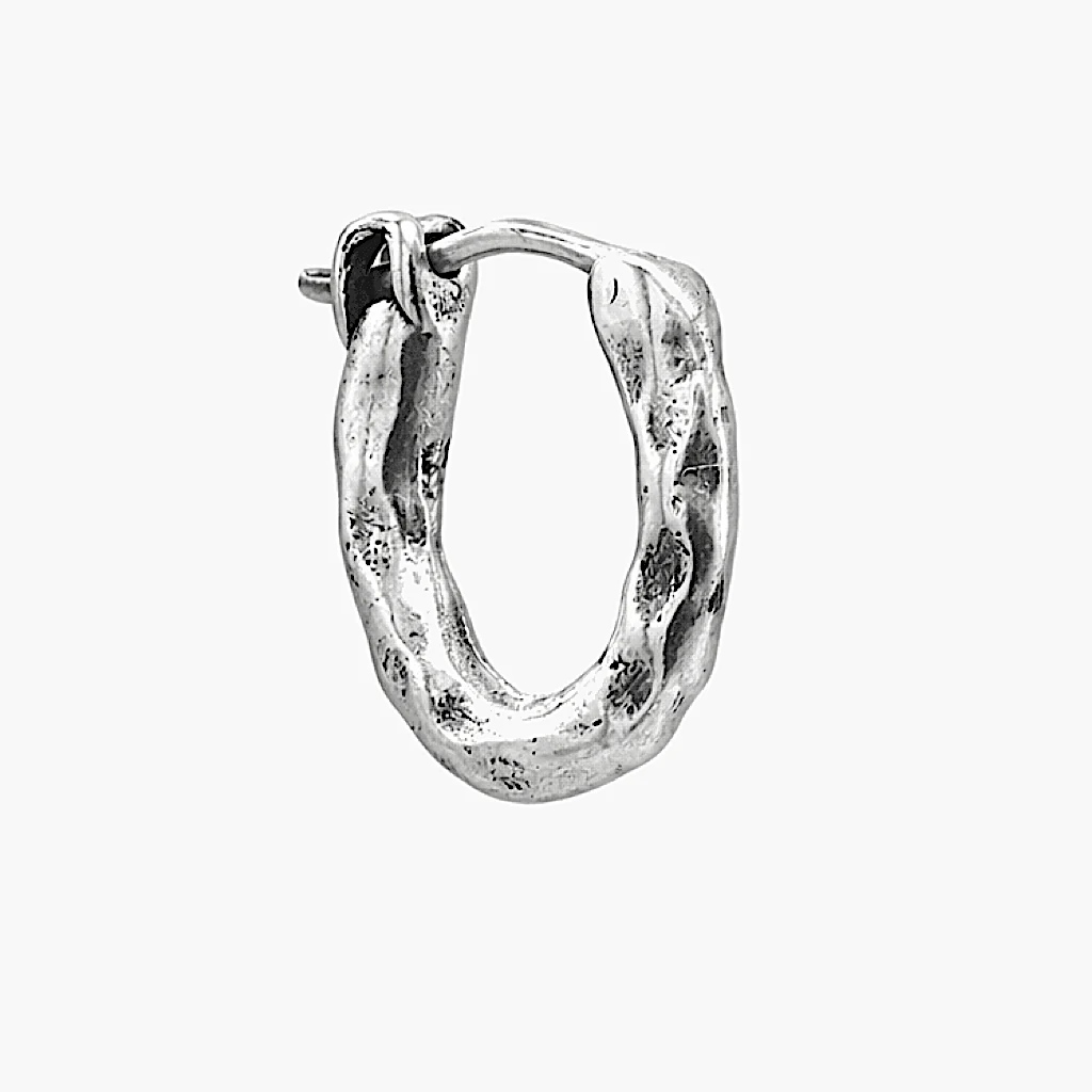 Maxi Hammered Sterling Silver Hoop Earring - Image 5