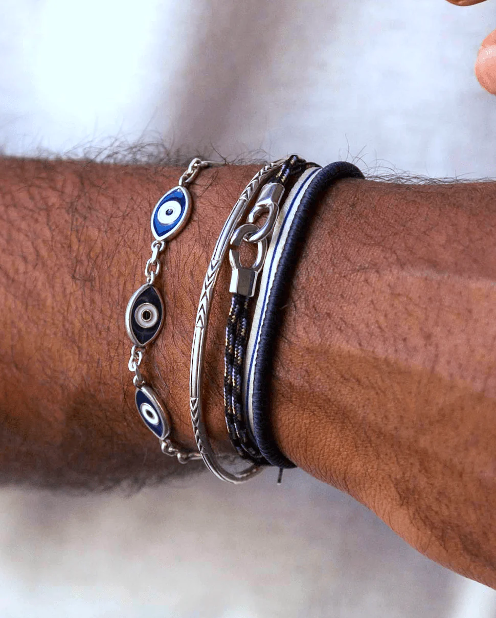 Maxi Multi Evil Eye Sterling Silver Chain Bracelet - Image 3