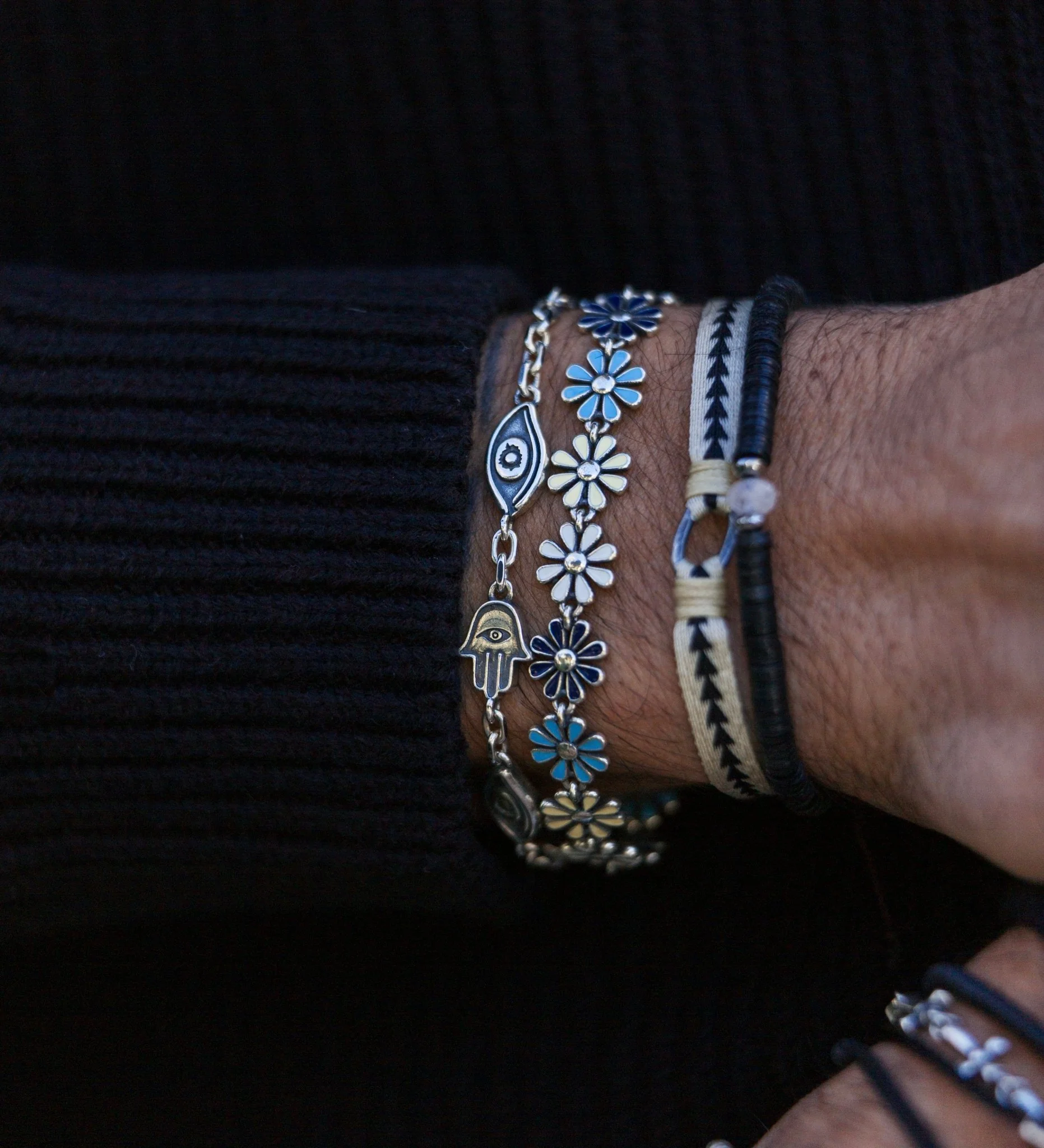 Maxi Sterling Silver Chain Bracelet With Hamsa And Evil Eye - Image 4