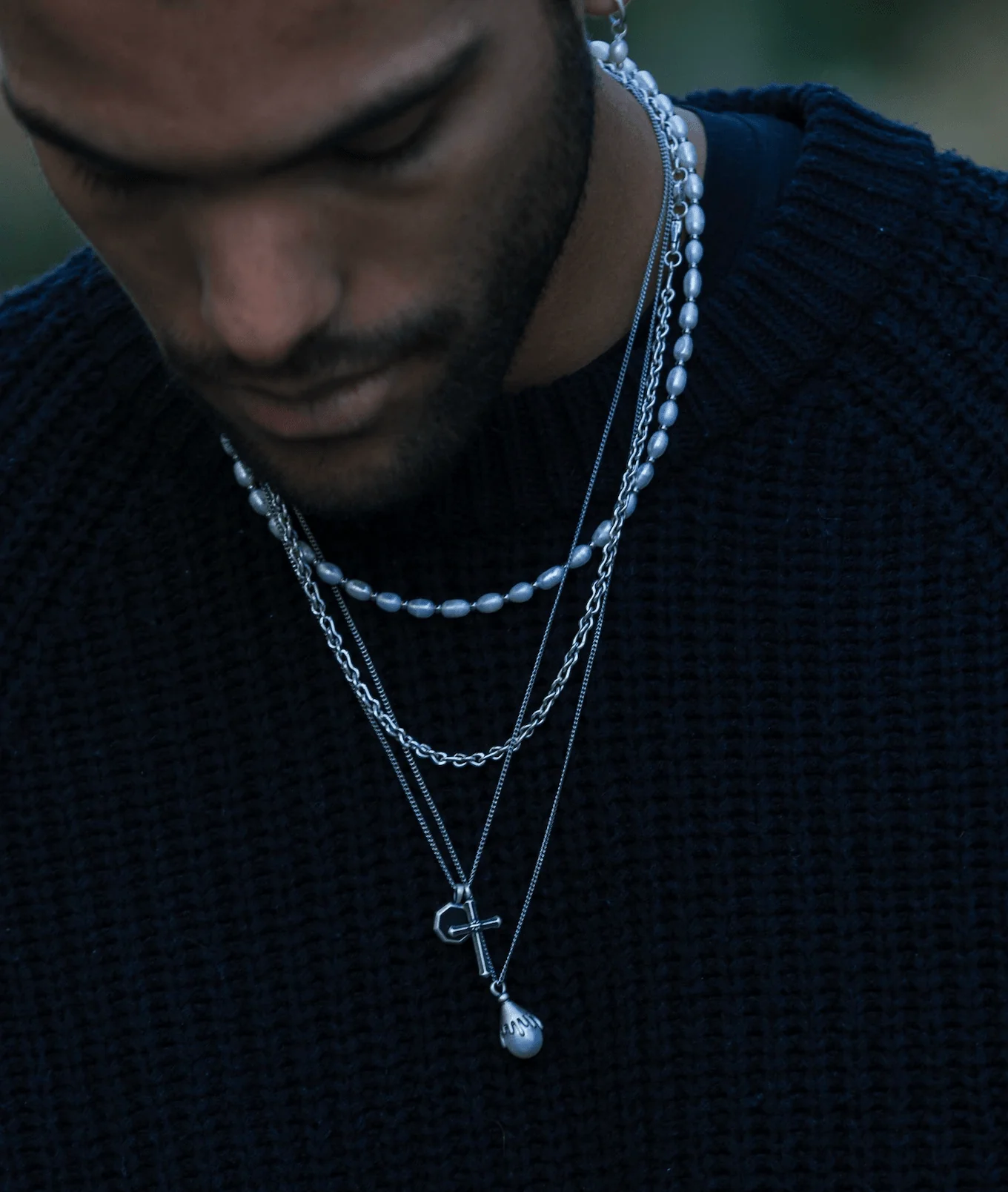 Melted Sterling Silver With Freshwater Pearl Necklace - Image 3