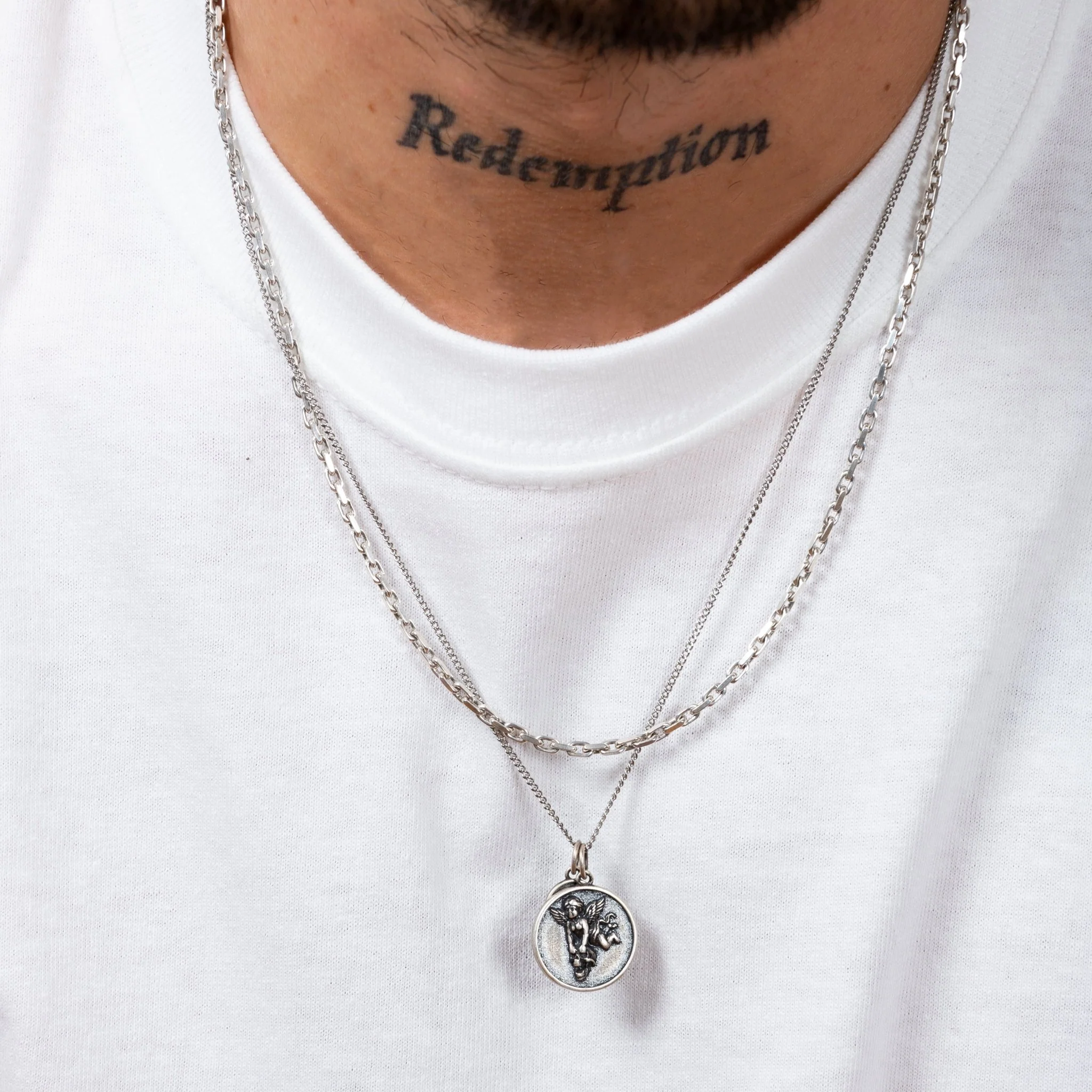 Memento Mori Double Tag Silver Necklace - Image 2