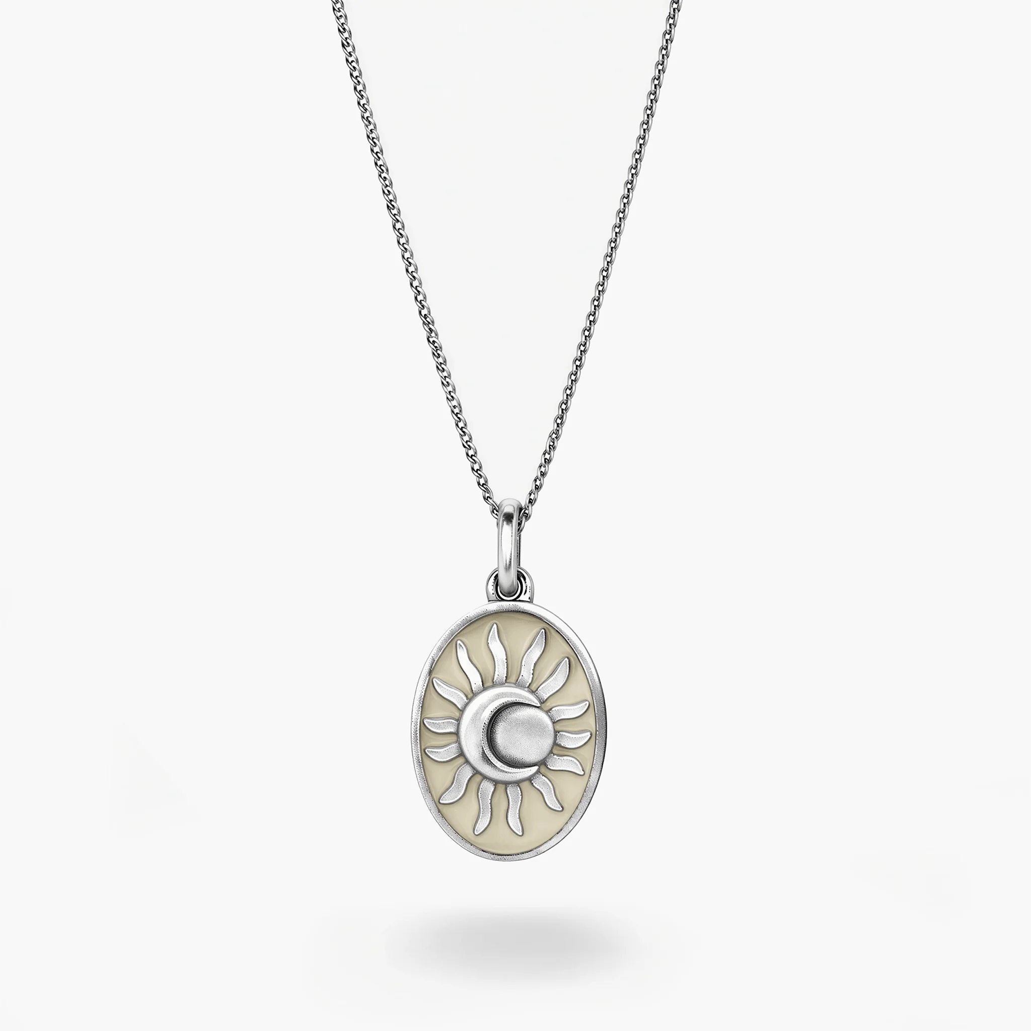 Solar Eclipse Sterling Silver Necklace (Cream)