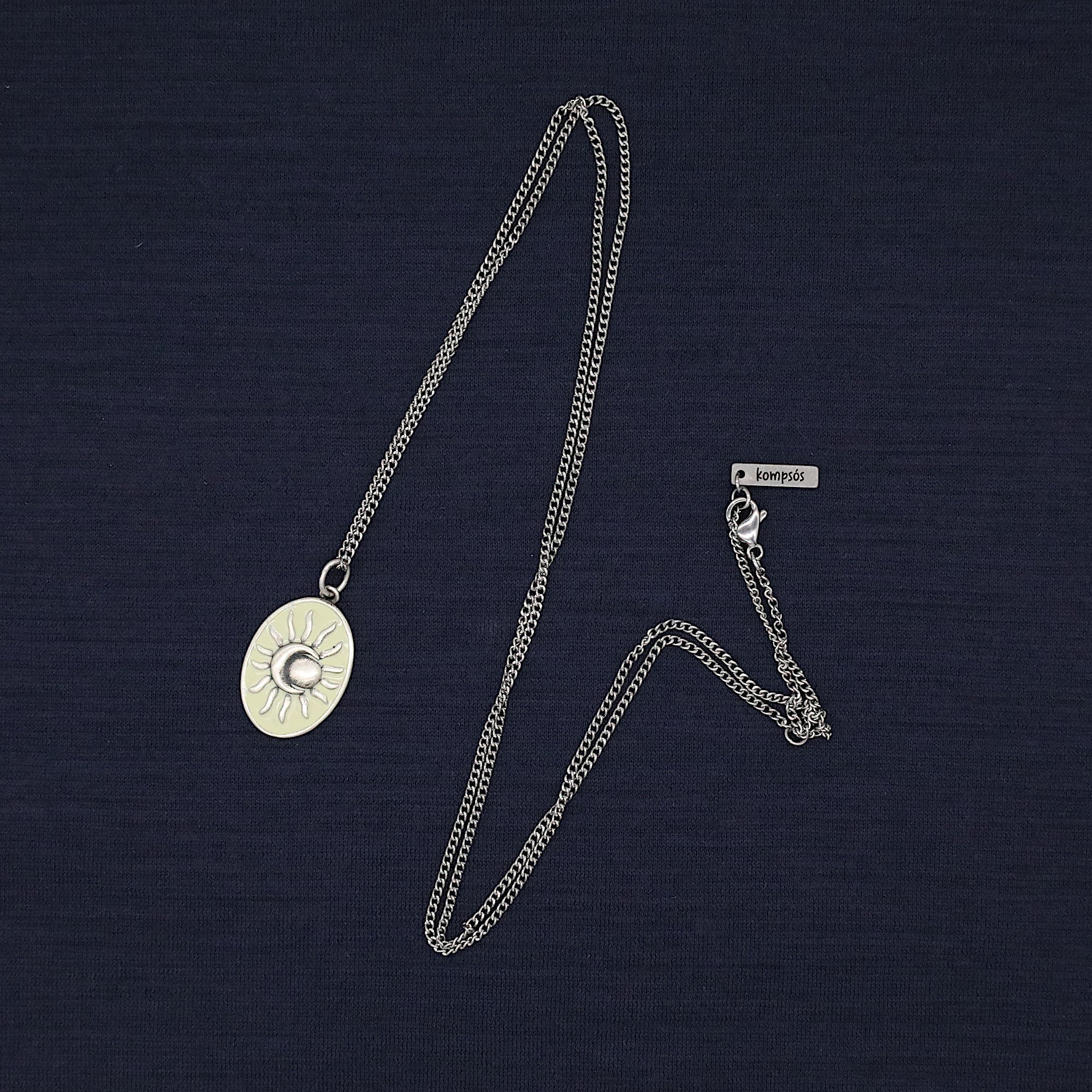 Solar Eclipse Sterling Silver Necklace (Cream) - Image 3