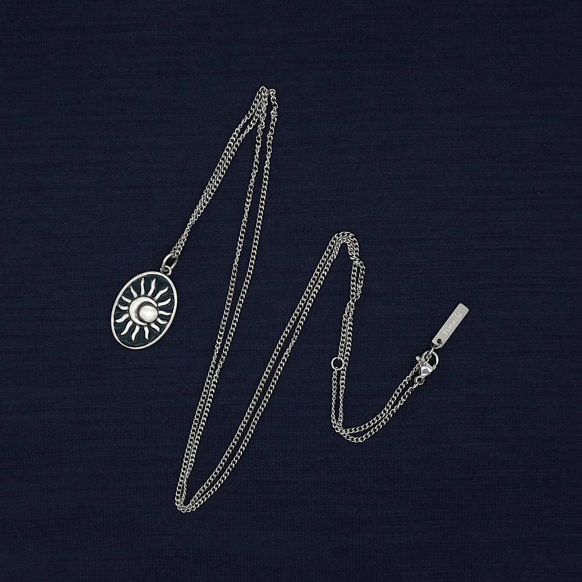 Solar Eclipse Sterling Silver Necklace (Night Blue) - Image 5