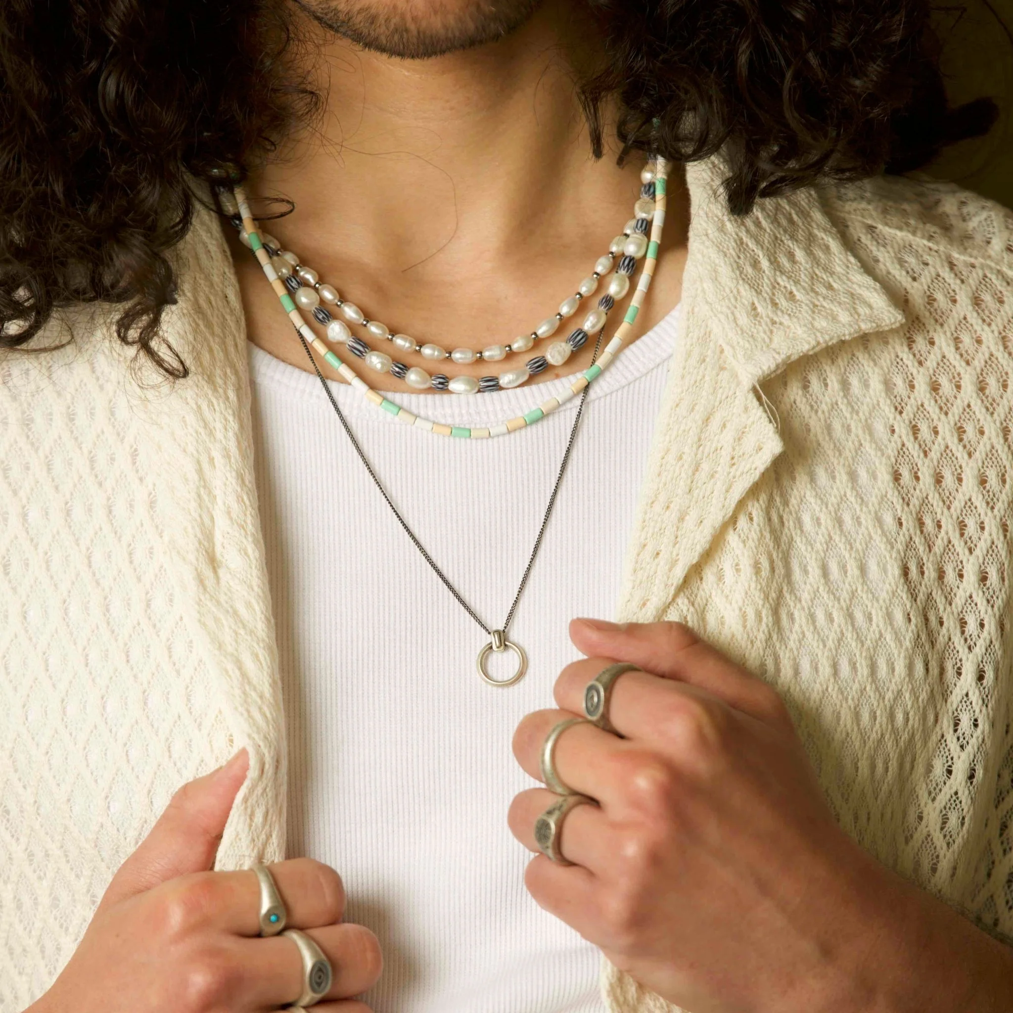 Mini Freshwater Pearls Necklace With Silver Beads - Image 5