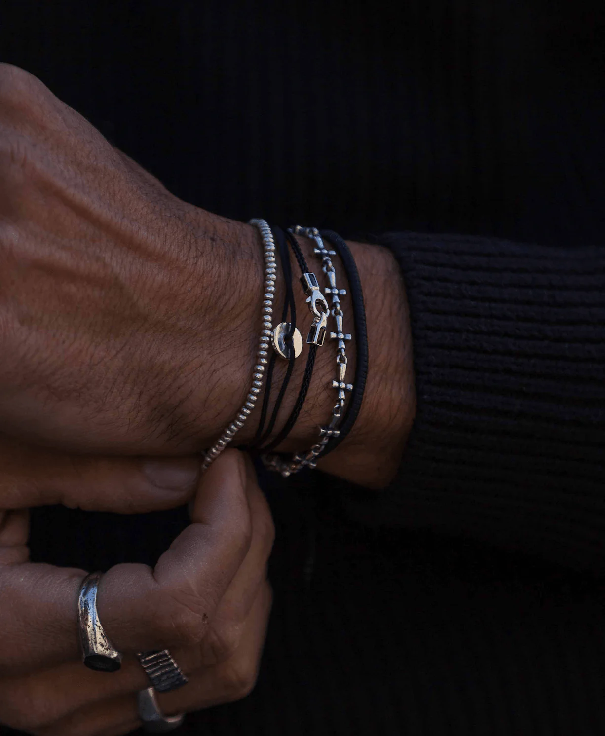 Multi Cross Sterling Silver Chain Bracelet - Image 6
