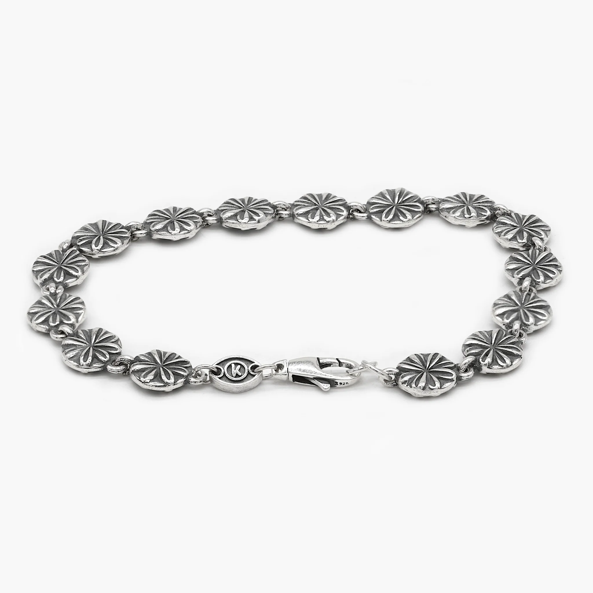 Multi Flowers Sterling Silver Chain Bracelet - Image 2