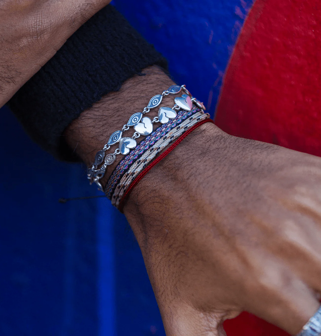 Multi Sterling Silver Evil Eye Bracelet - Image 3