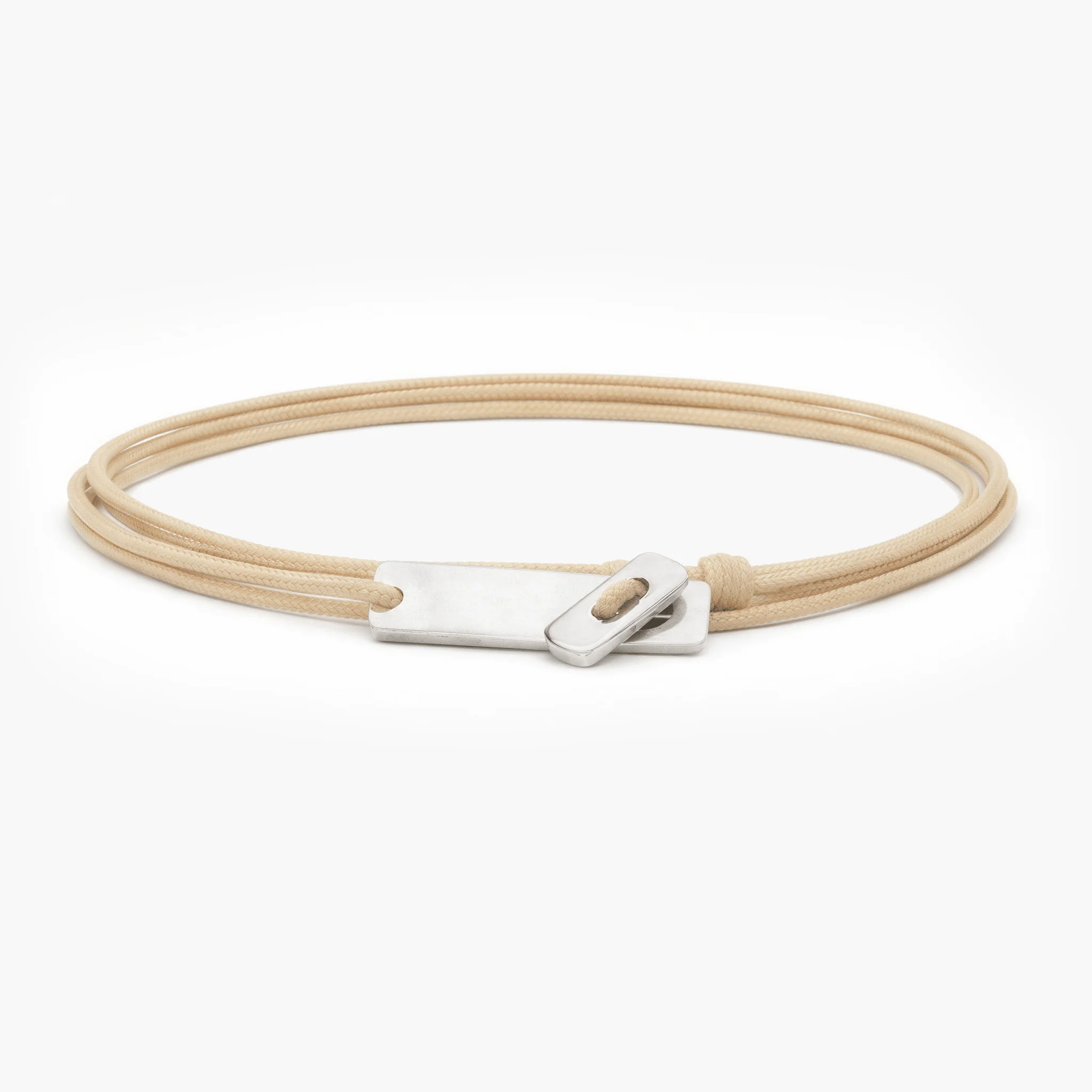 Multi Wraps String Bracelet With Silver Clasp (Nude) - Image 2
