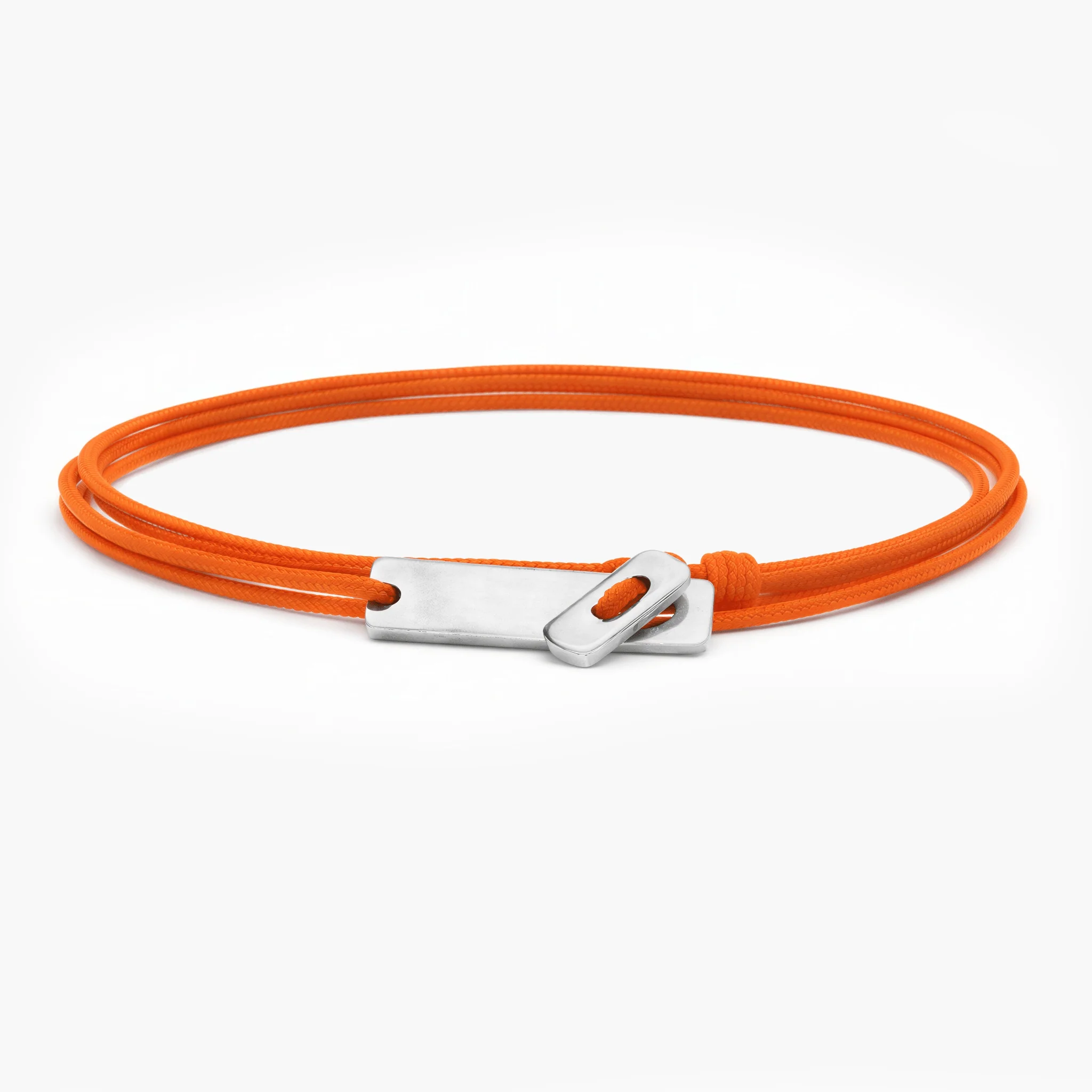 Multi Wraps String Bracelet With Silver Clasp (Orange) - Image 2