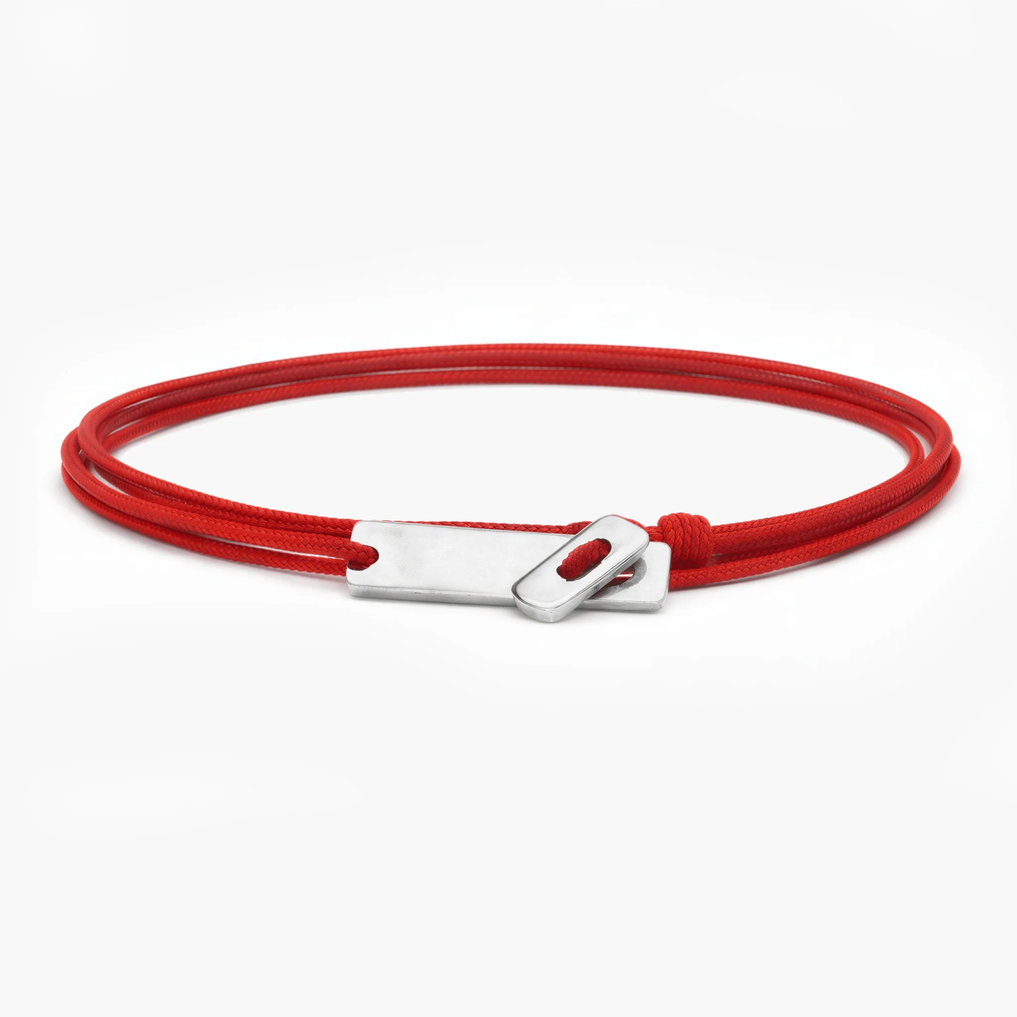 Multi Wraps String Bracelet With Silver Clasp (Red) - Image 2