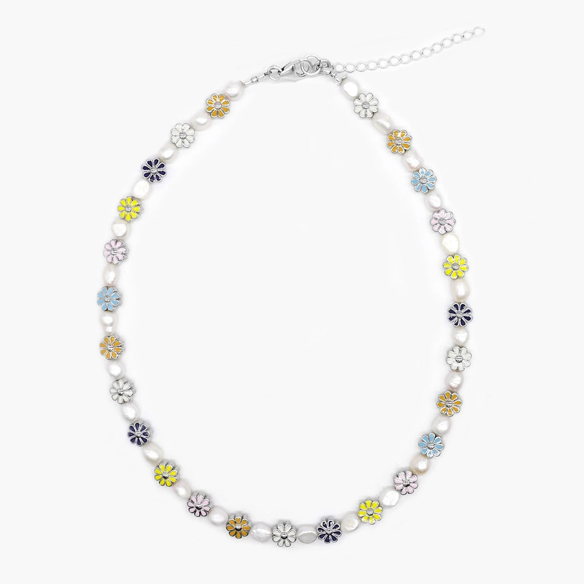 Necklace With Enamelled Charms And Freshwater Pearls - Image 3