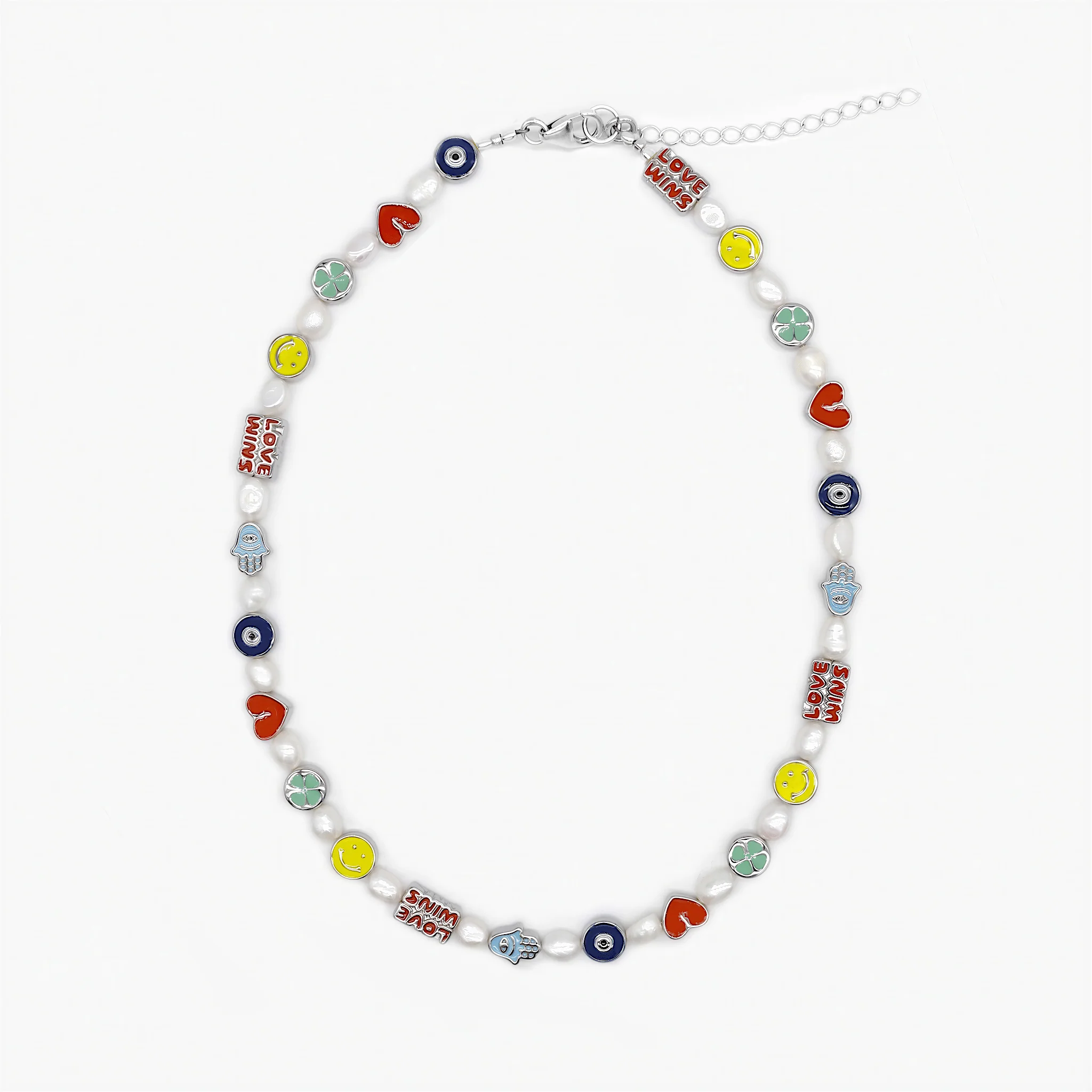 Necklace With Enamelled Charms And Freshwater Pearls - Image 3