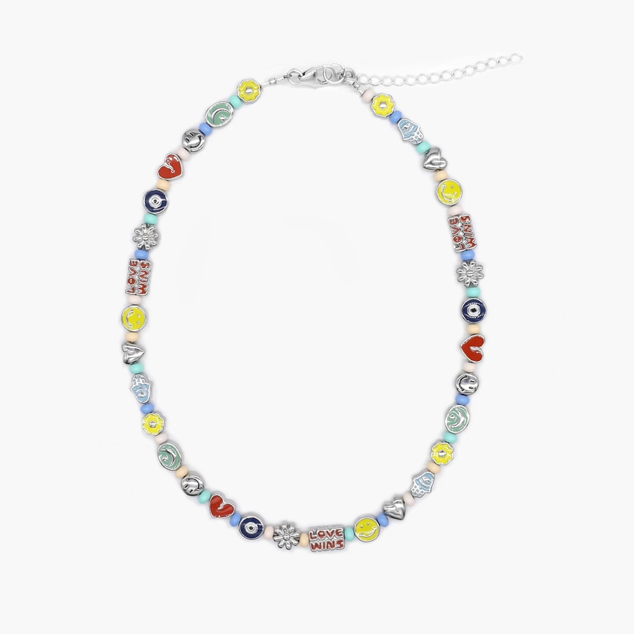 Necklace With Enamelled Charms And Pastel Beads - Image 3