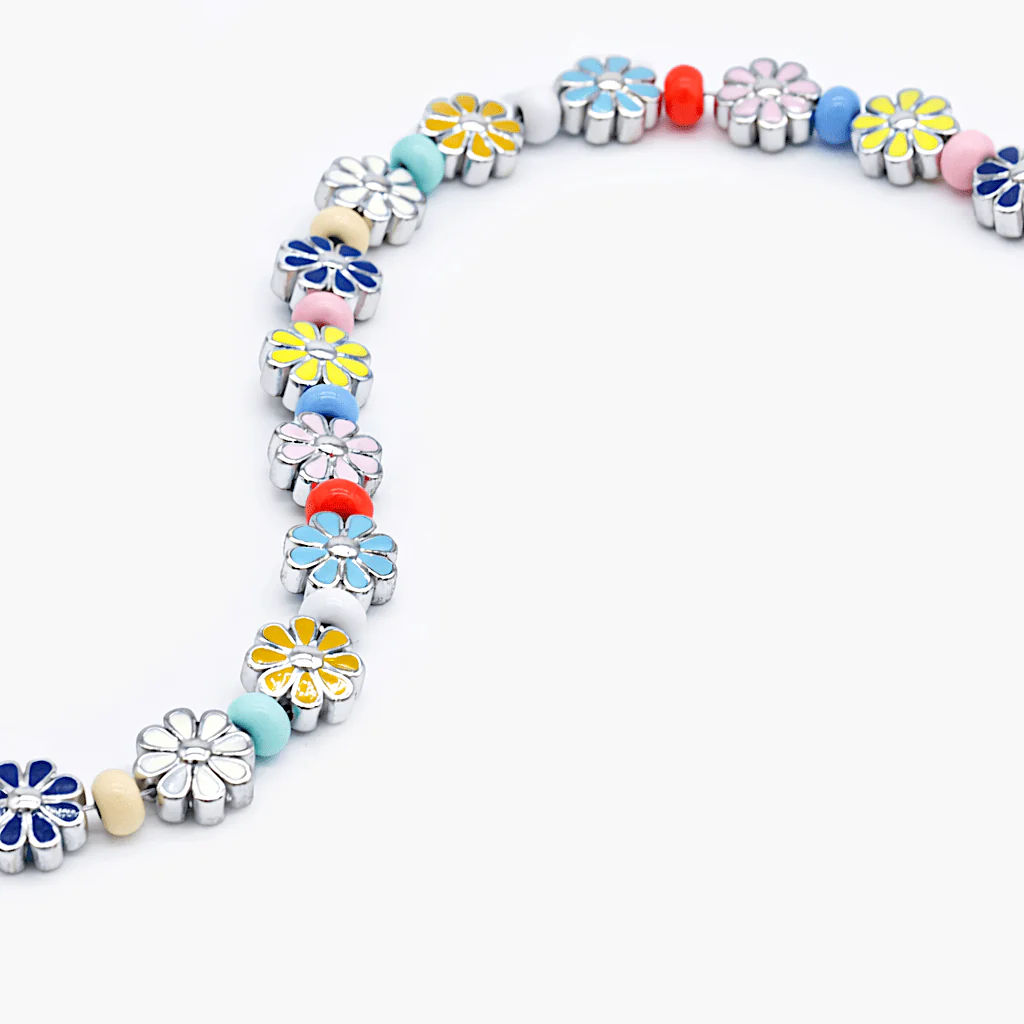 Necklace With Enamelled Flowers And Assorted Pastel Beads - Image 2