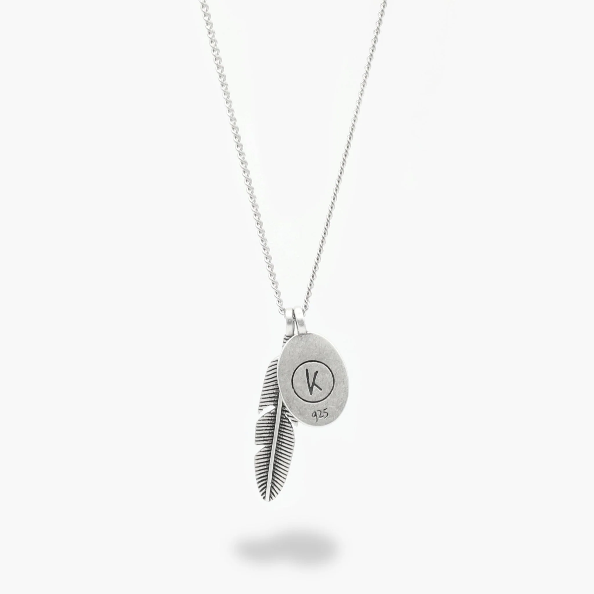 Silver Necklace With Feather And Matte Onyx Charm - Image 3
