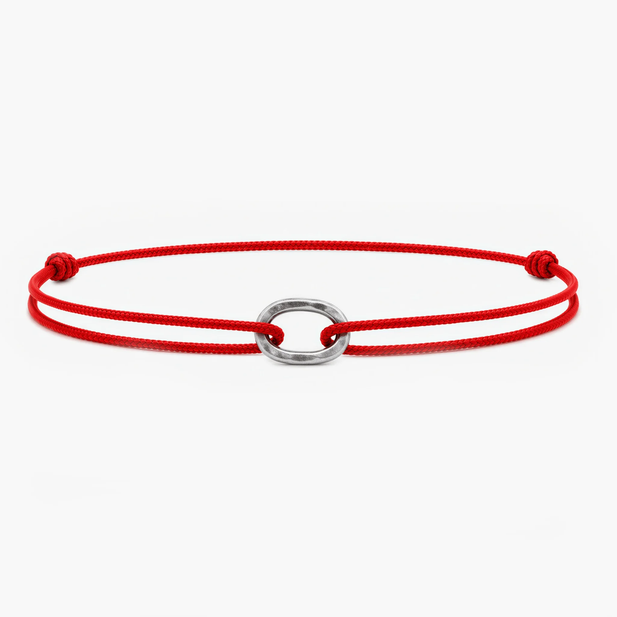 Nylon Thread With Silver Hoop "Indah" Bracelet (Red)