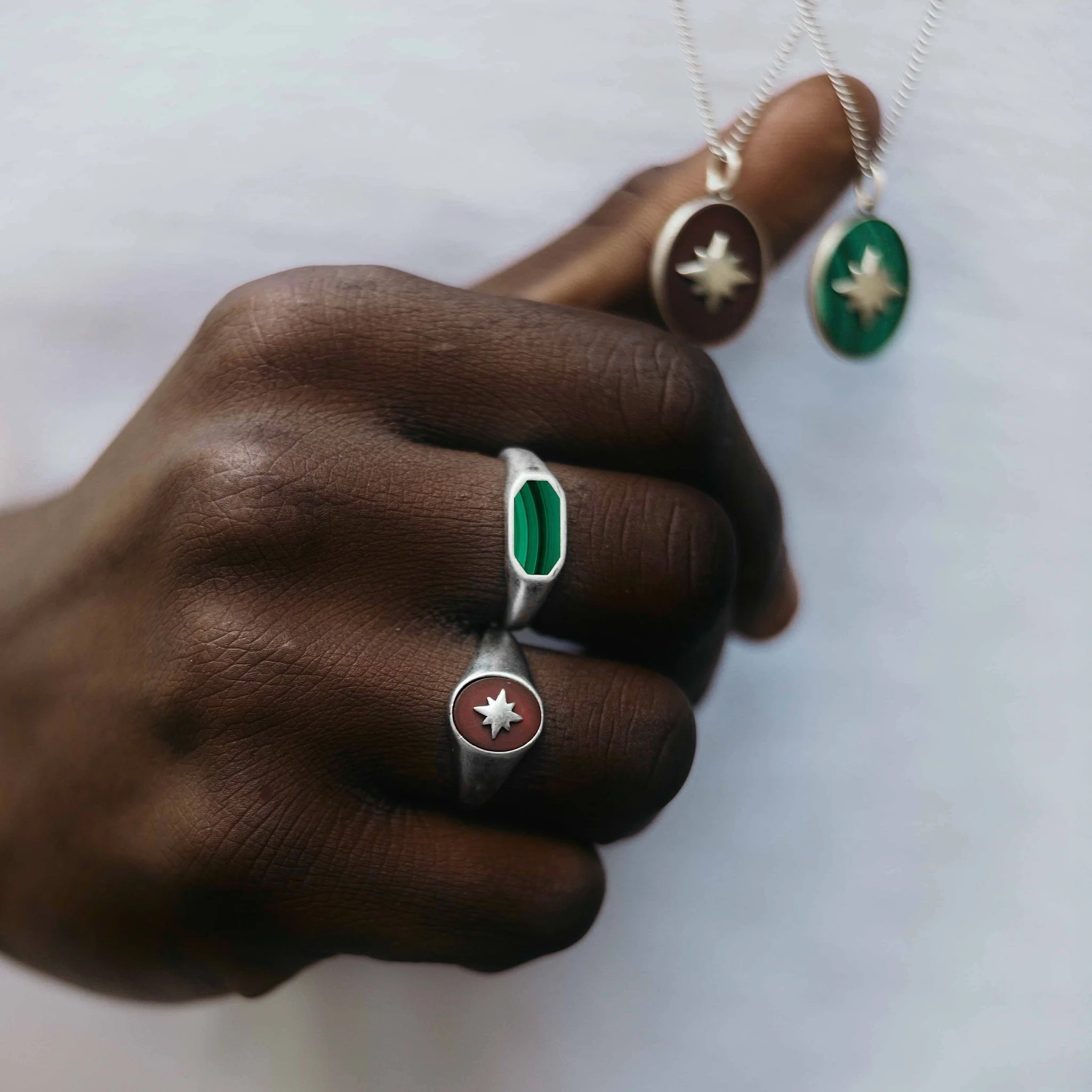 Octagon Signet Ring With Malachite Stone - Image 5