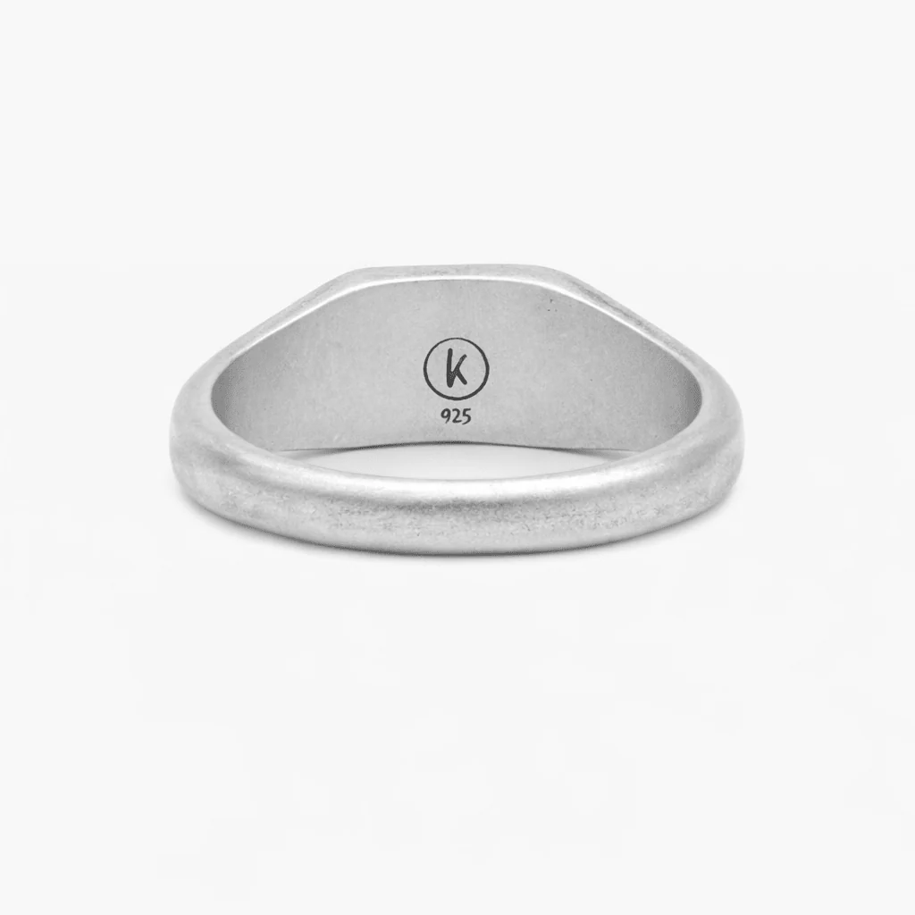 Octagon Signet Ring With Matte Onyx Stone - Image 2