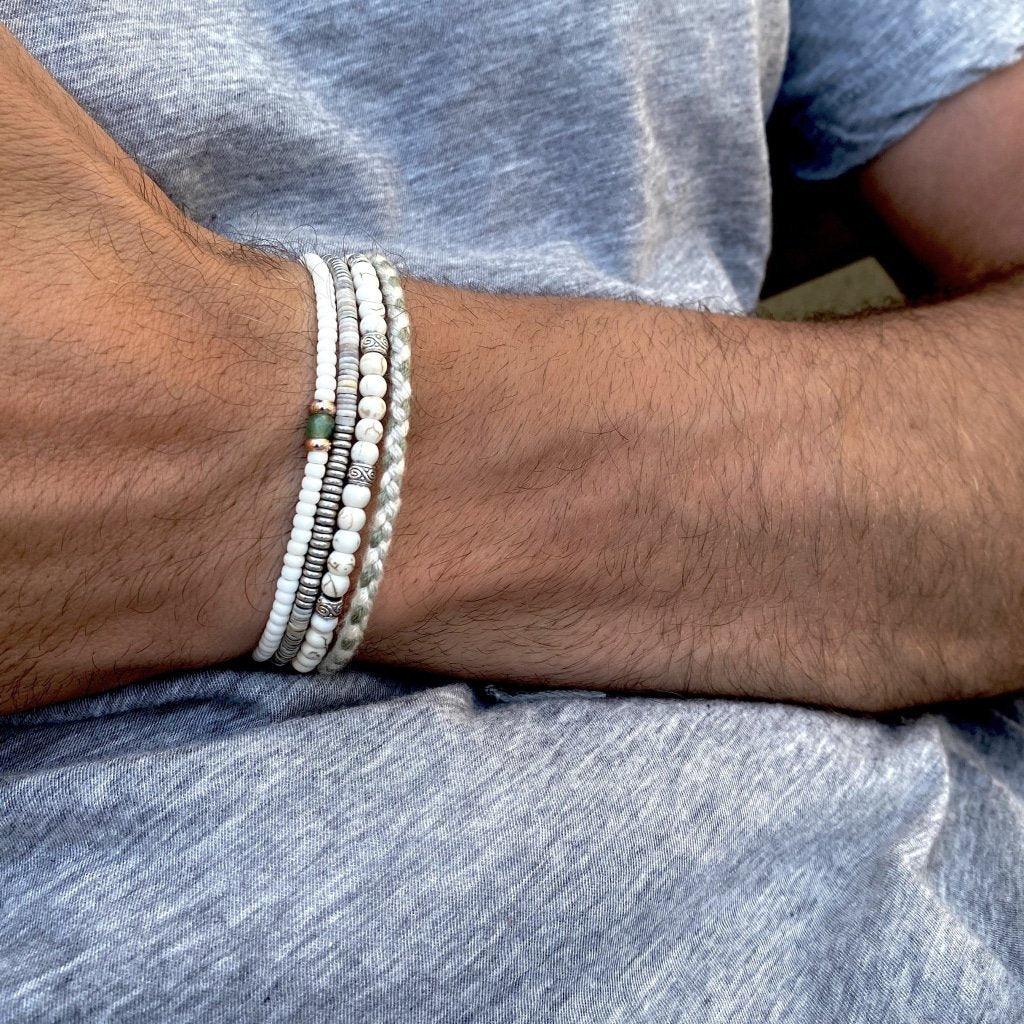 Pranayama Cotton Bracelet (Turquoise/Green/White) - Image 4