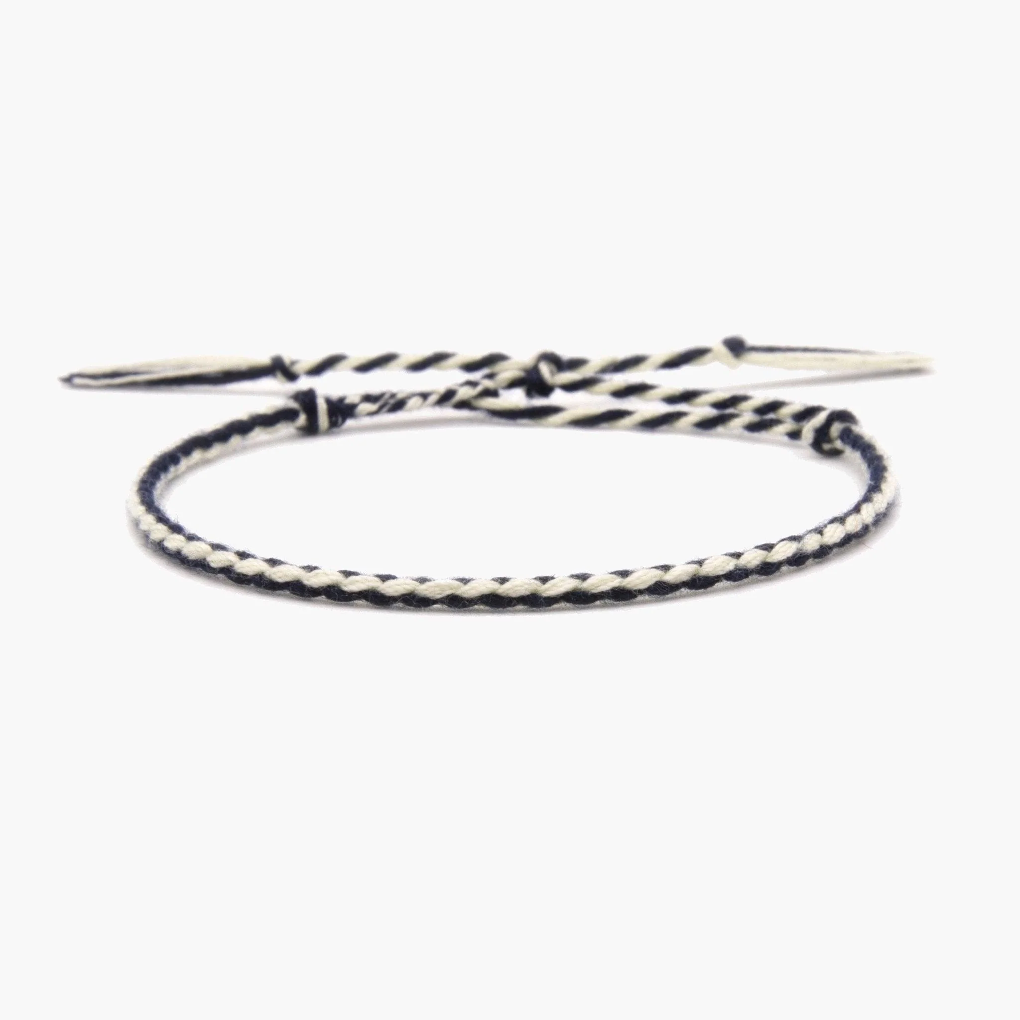 Pranayama Cotton Bracelet (Navy Blue/White) - Image 2