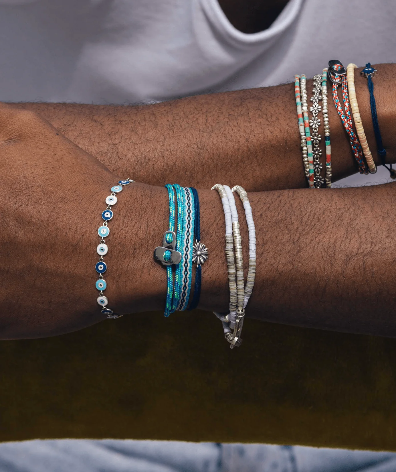 Sailing Cord Bracelet With Silver Clasp (Ocean Blue) - Image 3