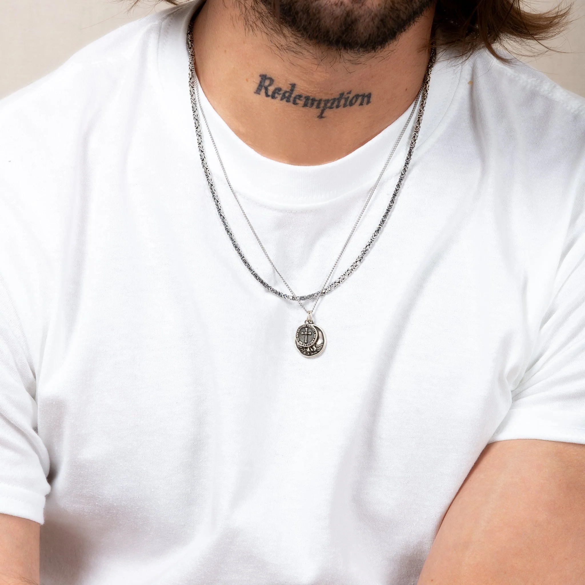 St Christopher Silver Necklace With Cross - Image 3