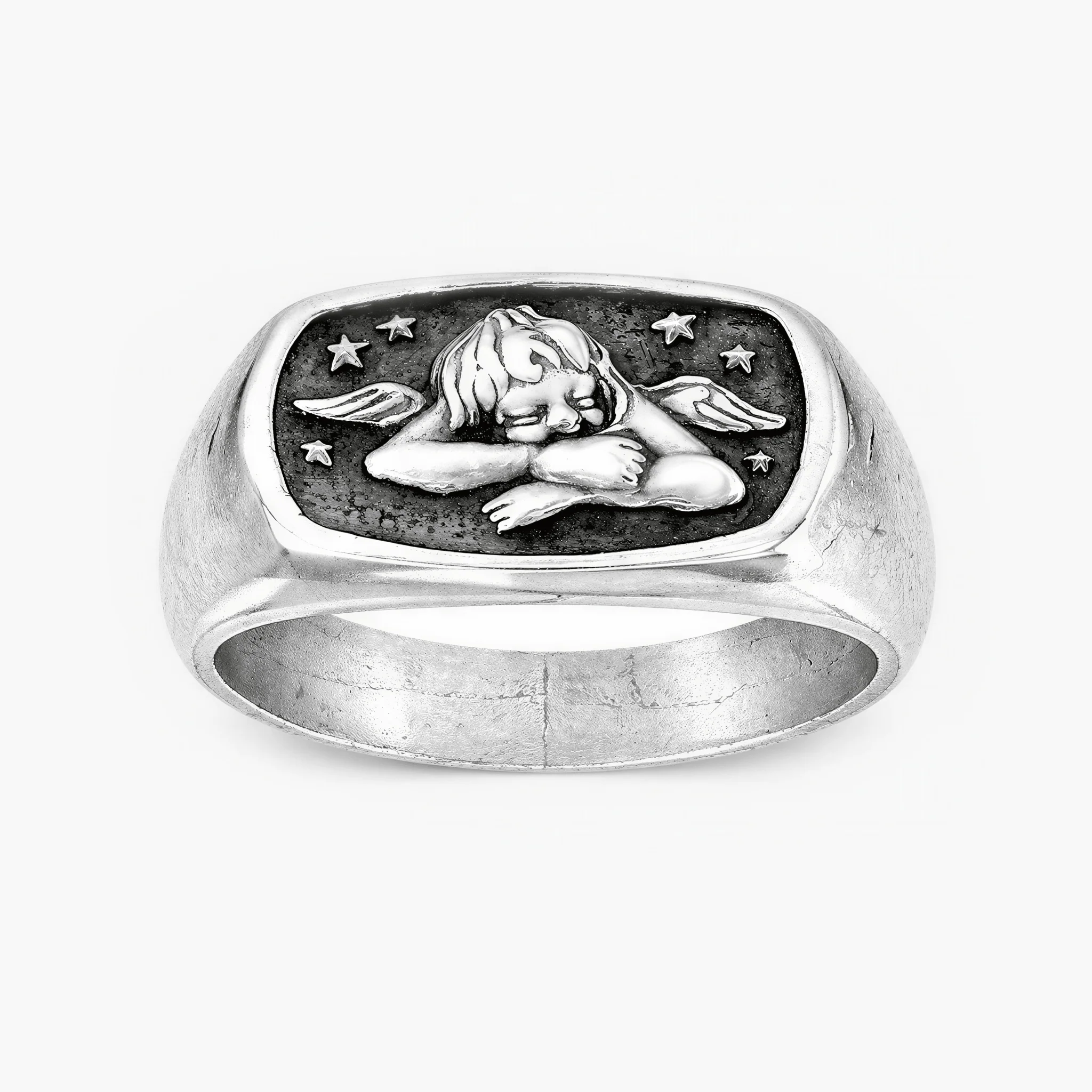 Sleepy Angel Sterling Silver Ring