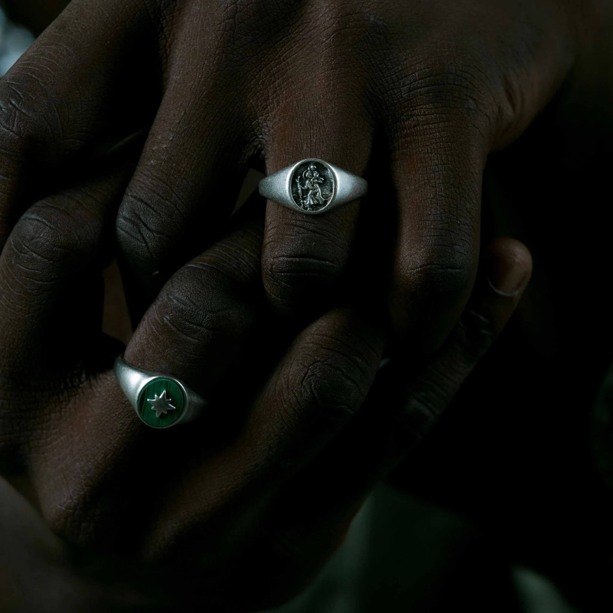 St. Christopher Sterling Silver Signet Ring - Image 5