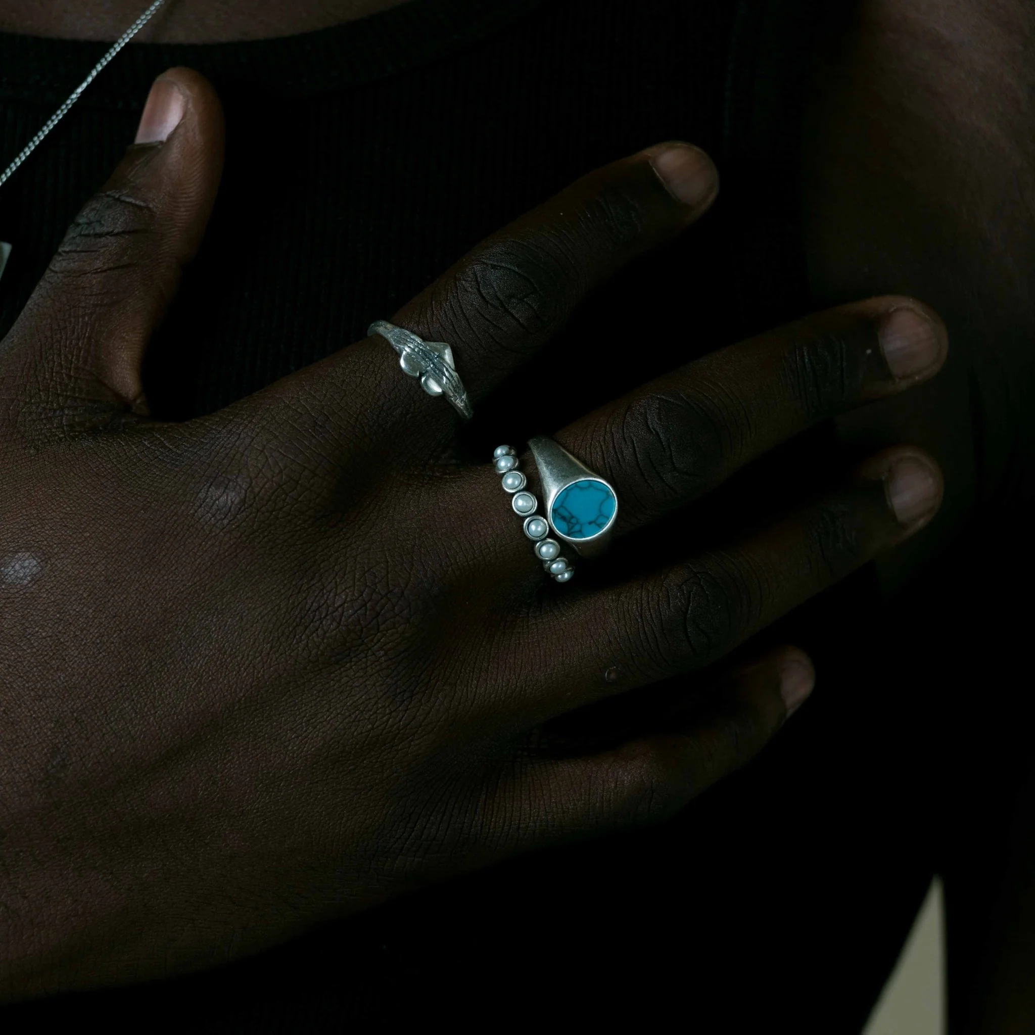 Sterling Silver Band Ring With Freshwater Pearls - Image 3