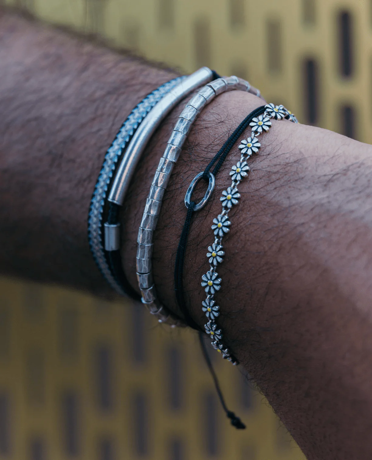 Sterling Silver Bracelet With Hammered Beads - Image 4
