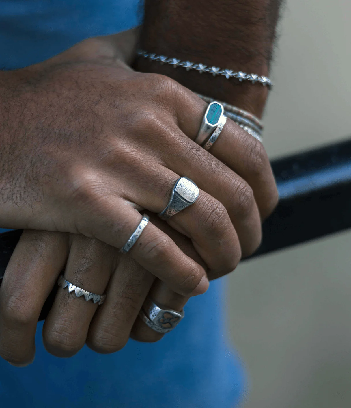 Sterling Silver Maxi Signet Ring With Aged Finish - Image 3