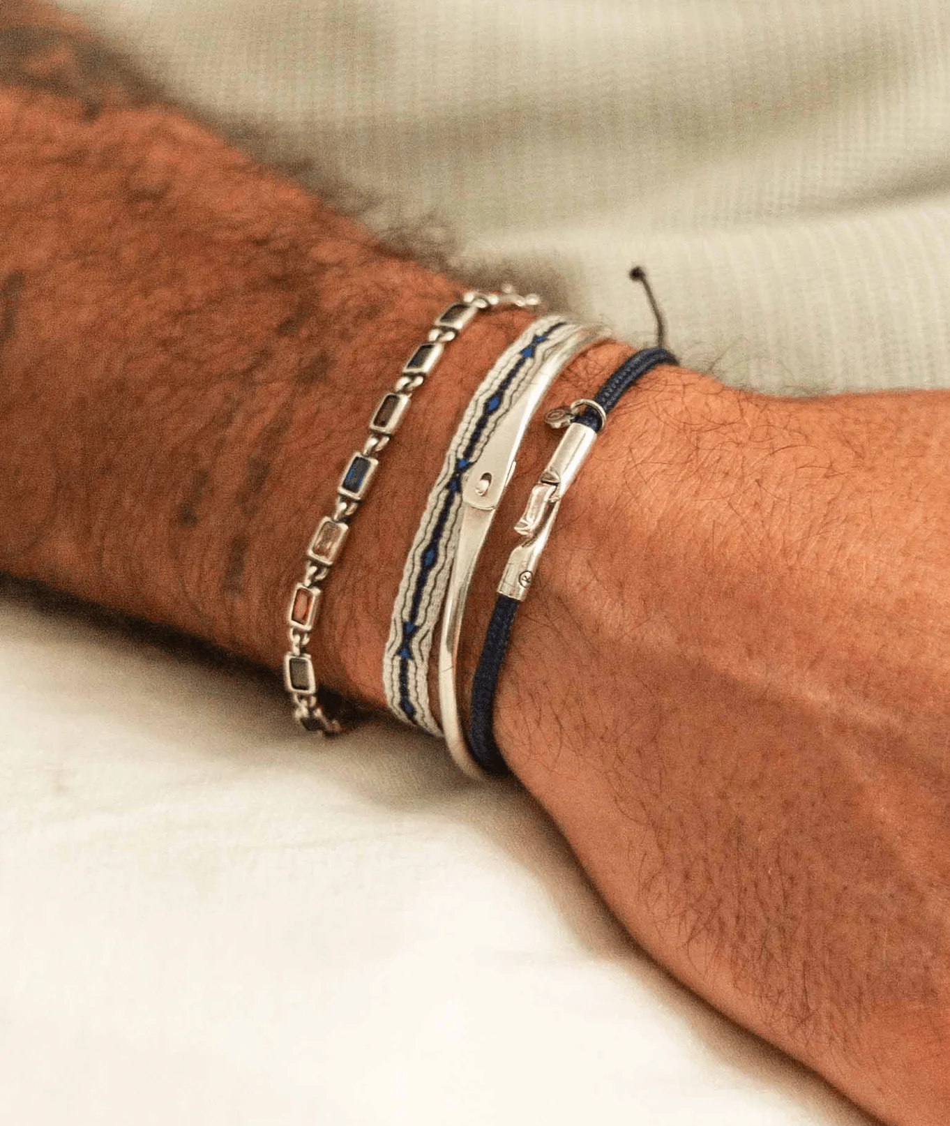 Mini Sterling Silver Multi Gemstones Chain Bracelet - Image 3