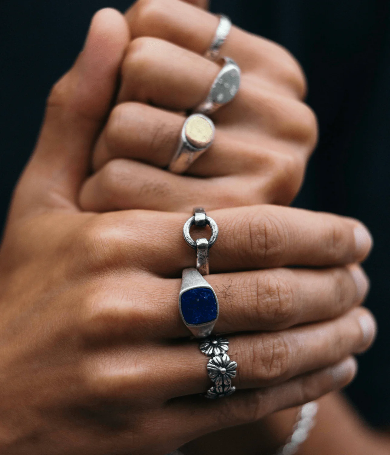 Sterling Silver Round Perforated Signet Ring - Image 4