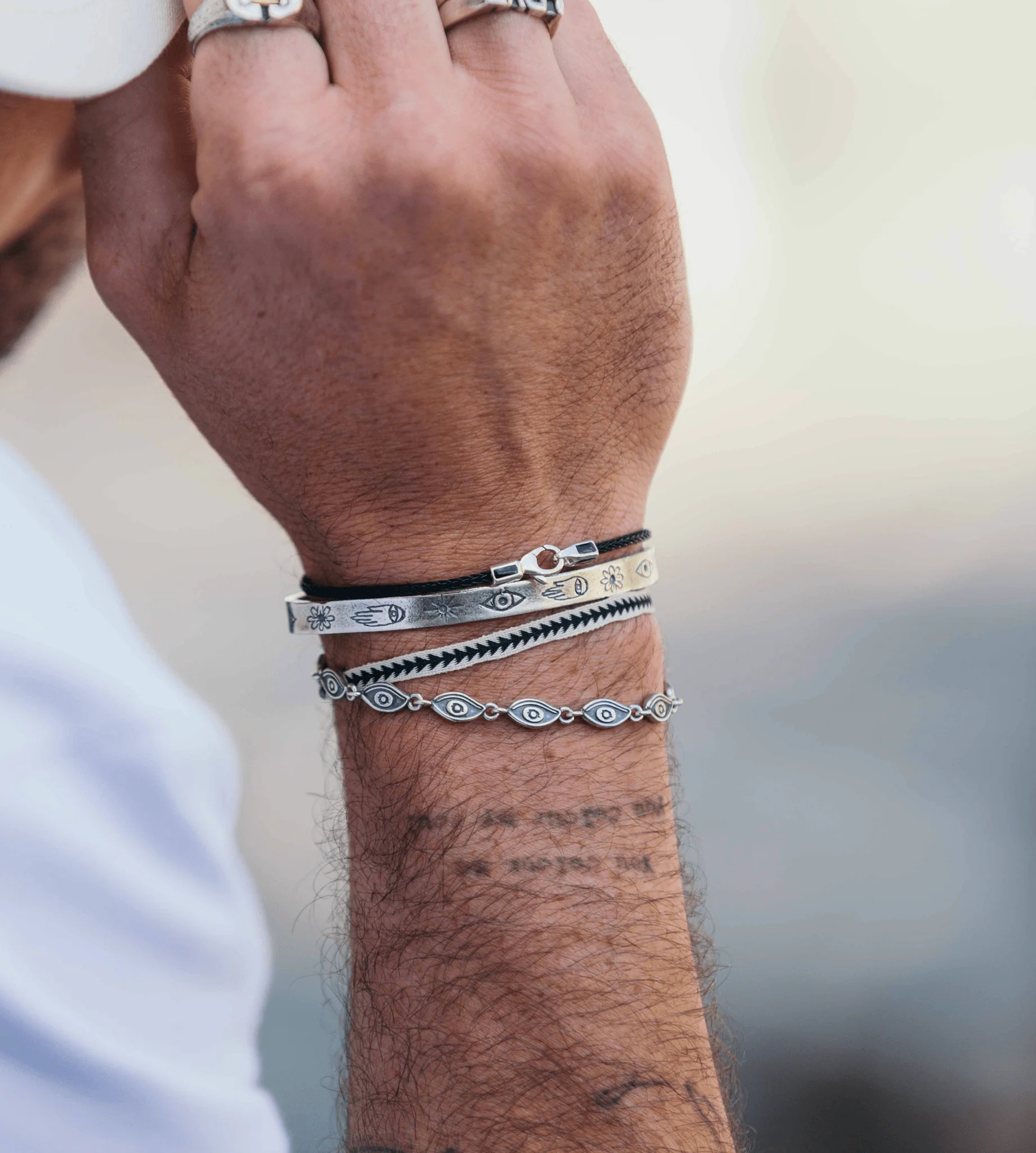 Sterling Silver Signature Bangle With Engraved Symbols - Image 7