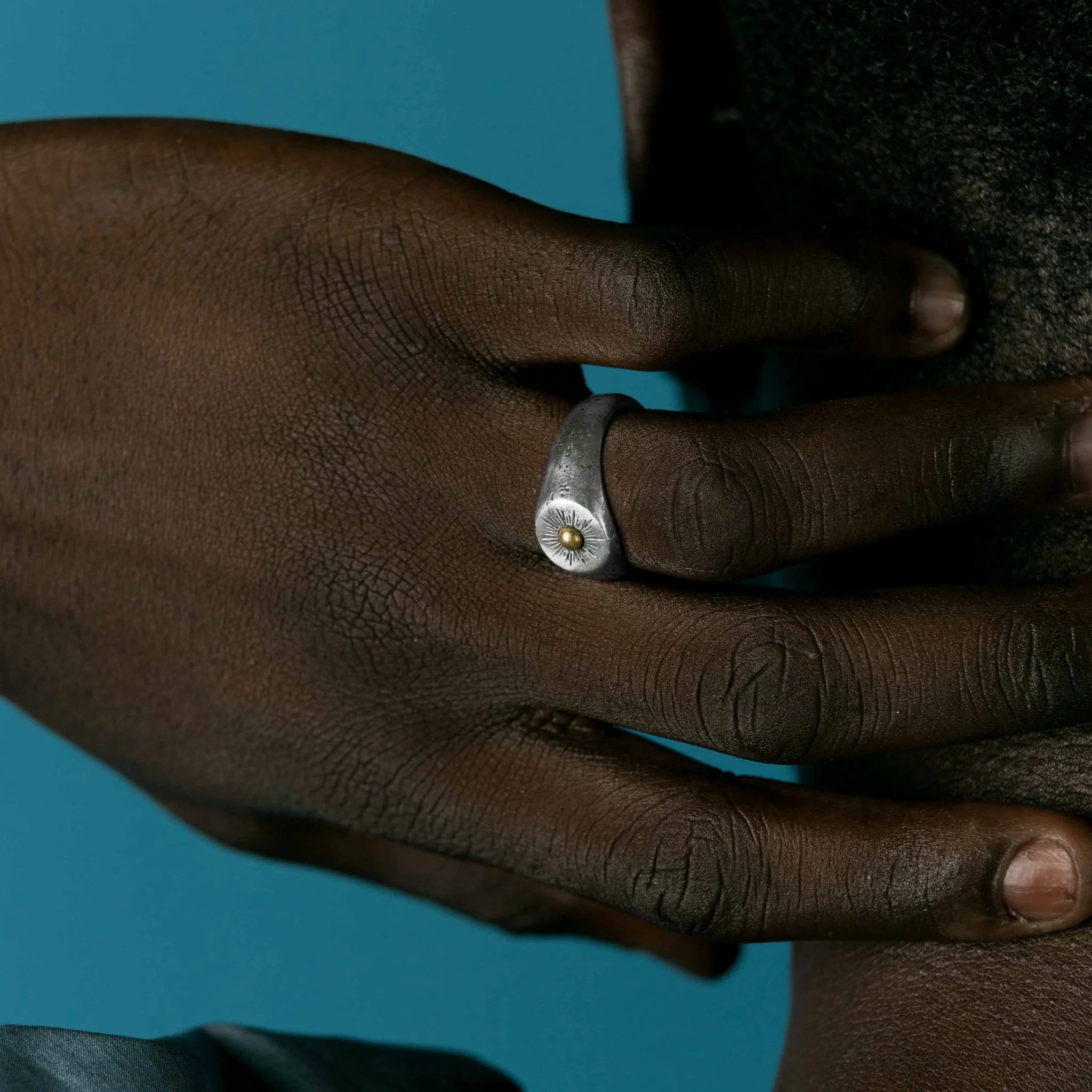 Sterling Silver Signet Ring With Gold Details - Image 4