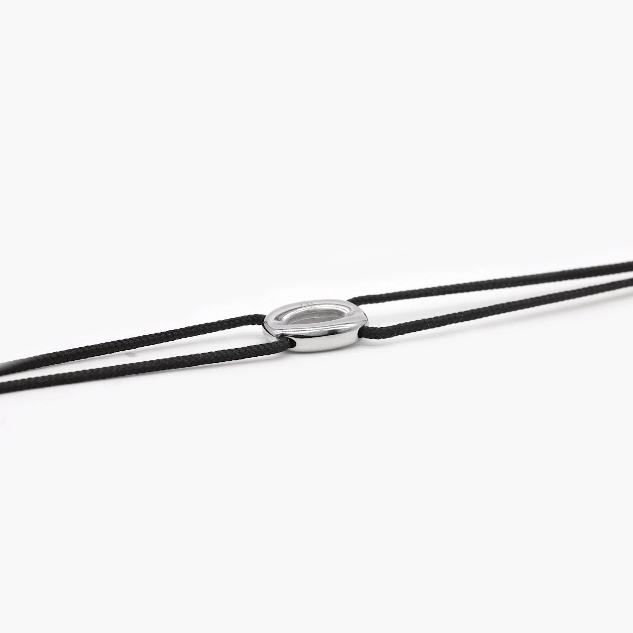 String Bracelet With Silver Hoop (Black) - Image 2