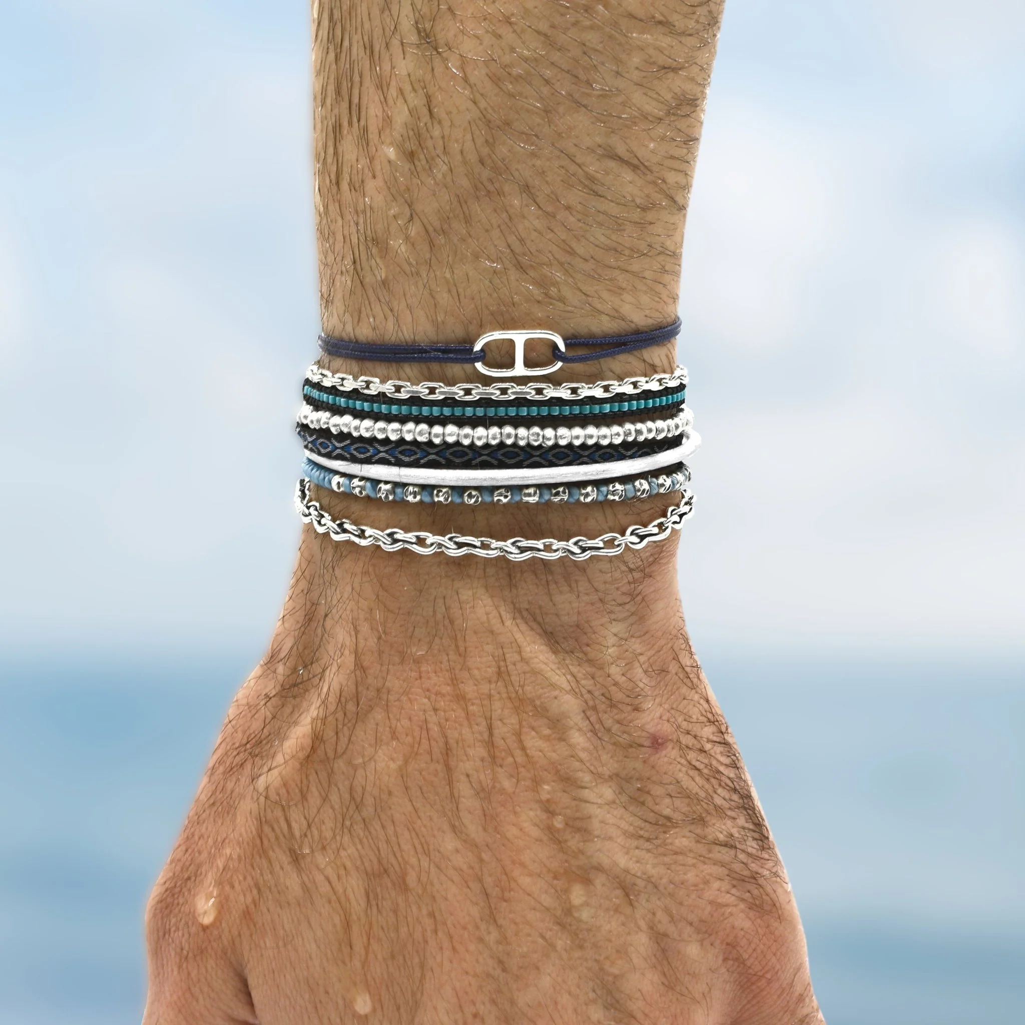 String Bracelet With Sterling Silver Connector (Nude) - Image 2