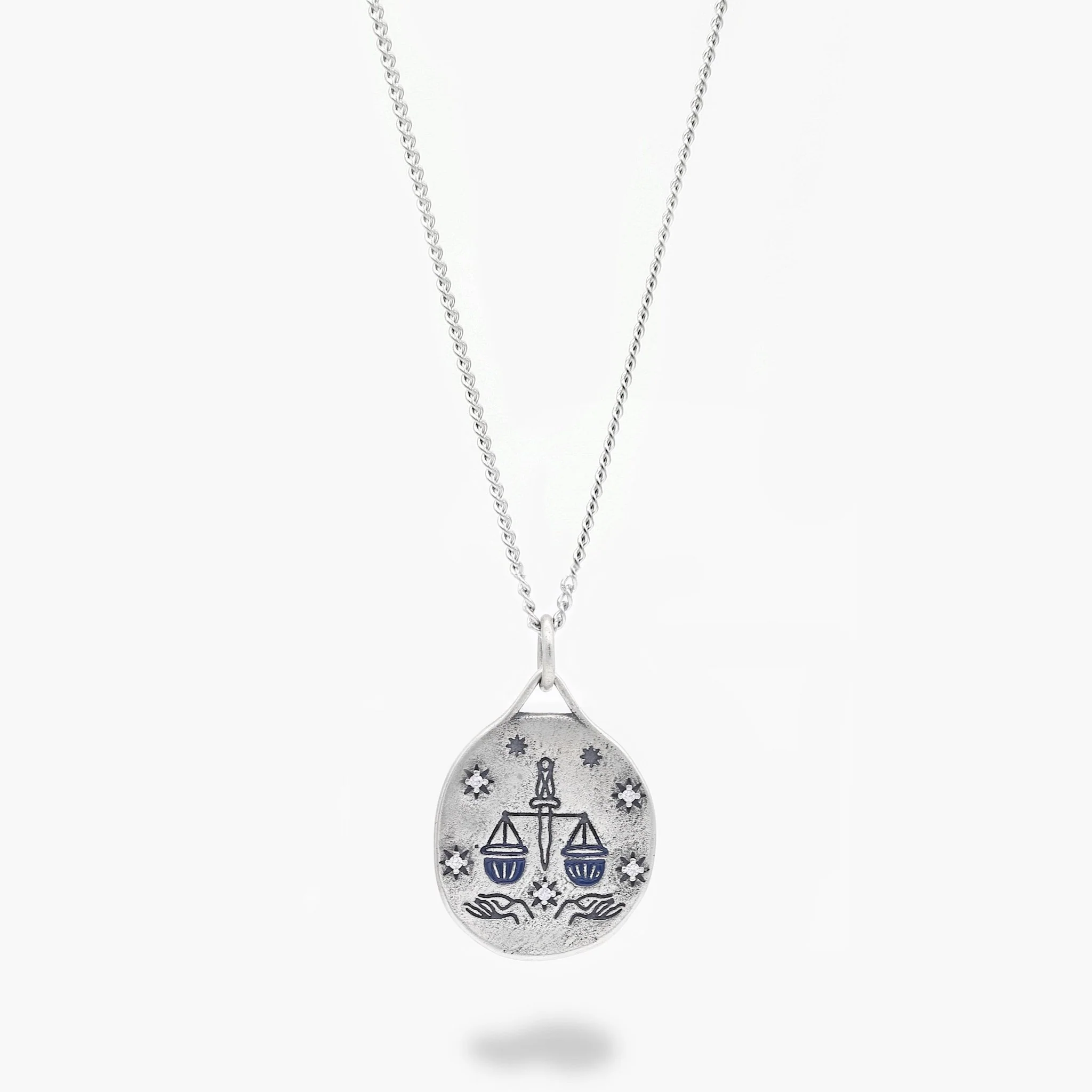 Tarot Card "The Justice" Sterling Silver Necklace