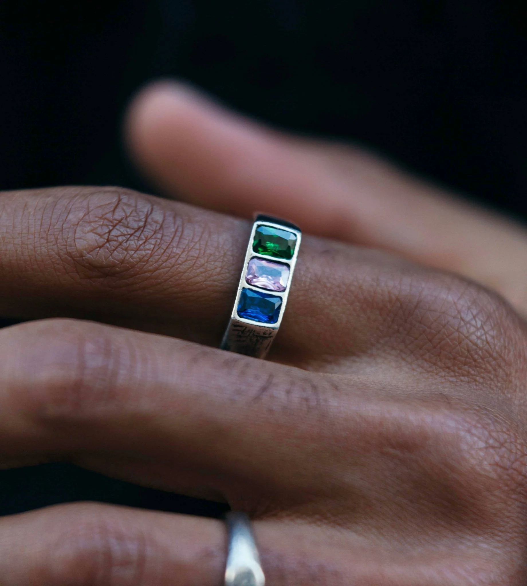 Trio Gemstone Sterling Silver Ring - Image 4