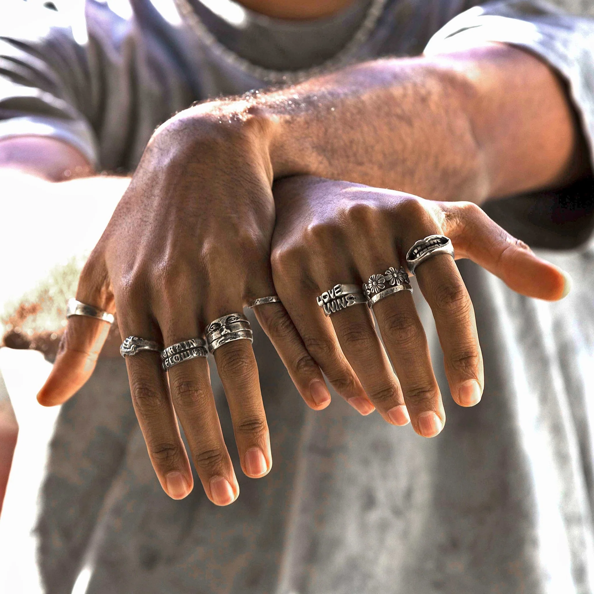 Triple Bands Sterling Silver Face Ring - Image 4