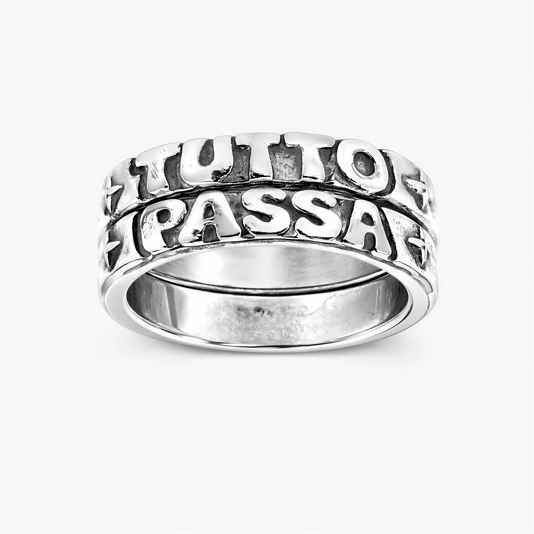 Tutto Passa Sterling Silver Double Band Ring